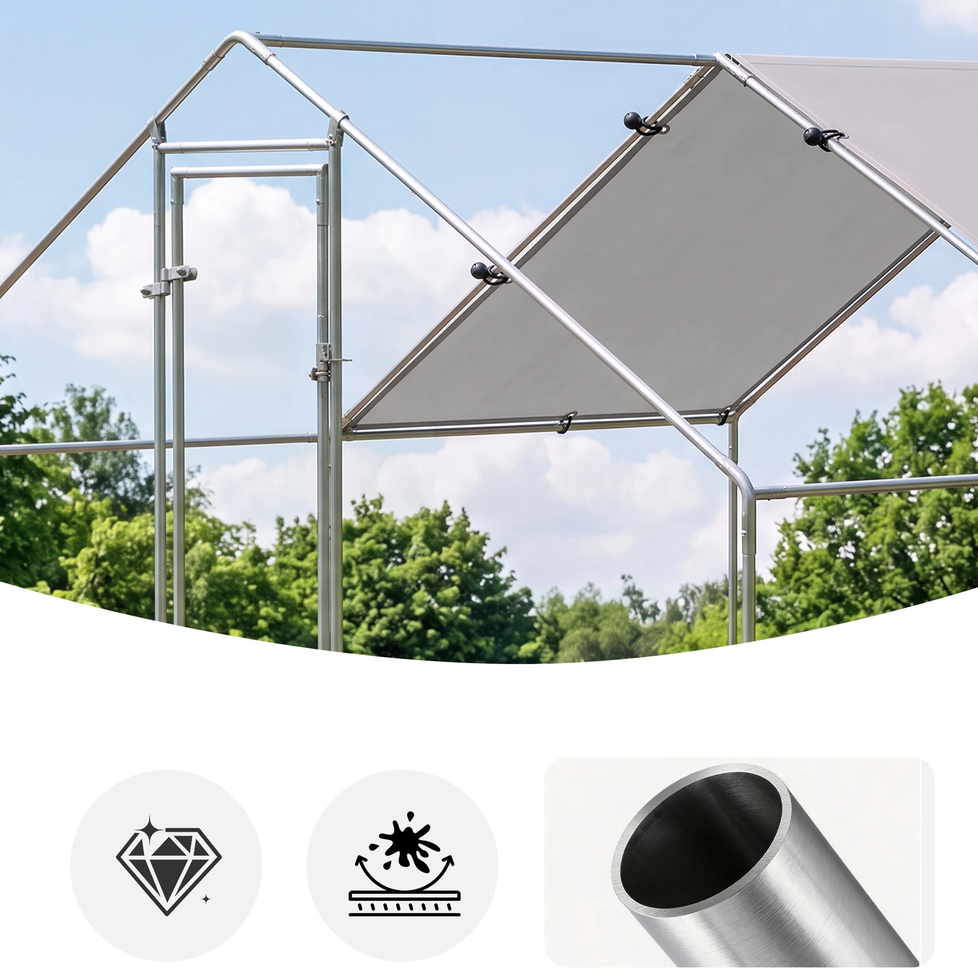 i.Pet Chicken Coop Large 3x3x2m Walk in Hen Cage Run Rabbit Hutch ...