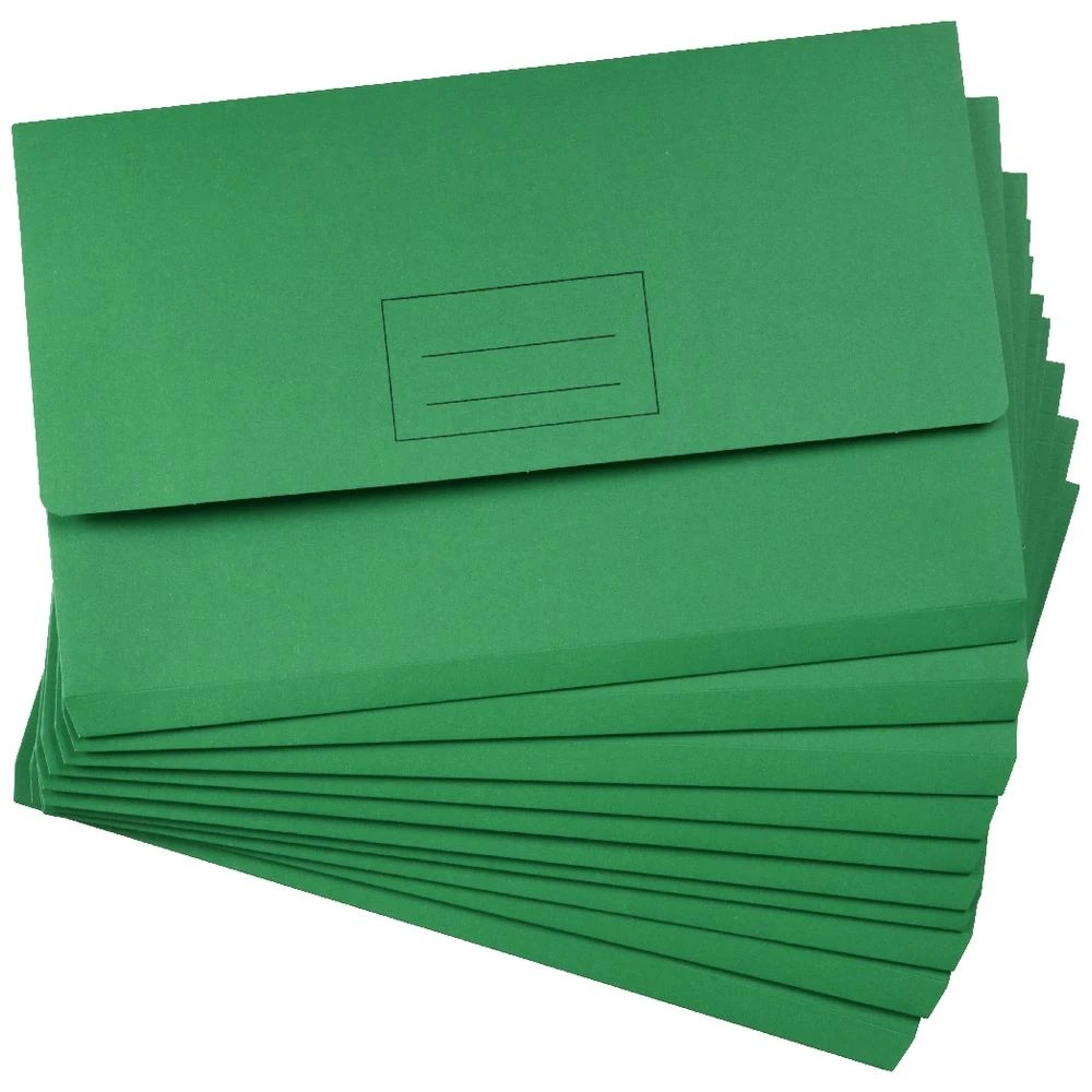 3 J.Burrows Foolscap Document Wallet Green 10 Pack, 3 of 4