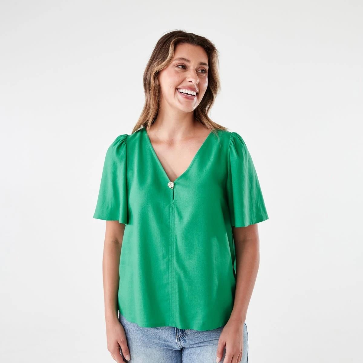 1 Short Sleeve Flutter Top SIMPLY GREEN, 1 of 6