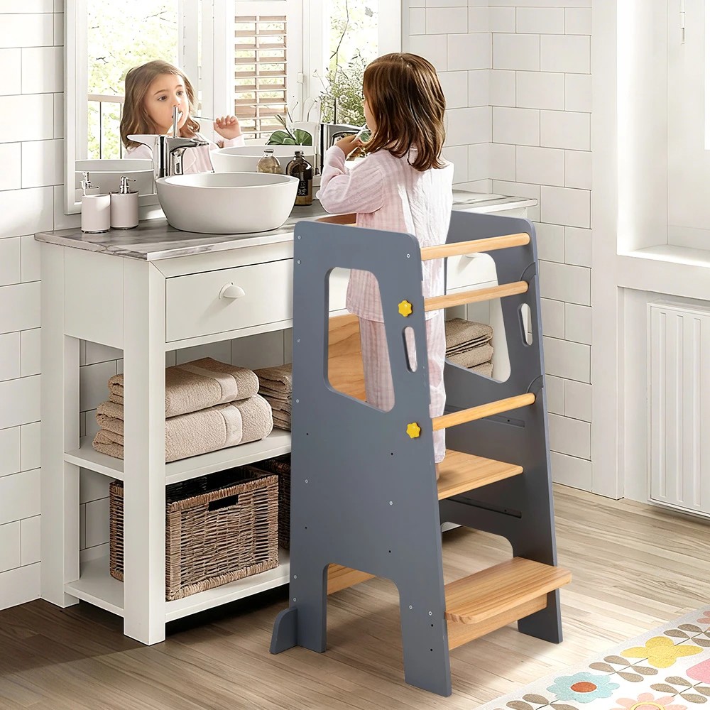 3 PlayPals Toddler Learning Tower Adjustable Height Kitchen Helper Step Stool - Multi, 3 of 3