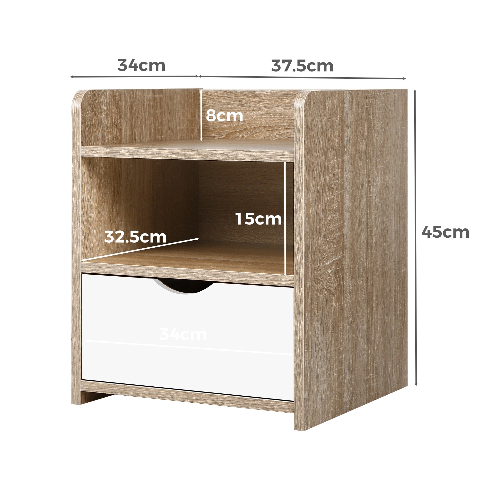 4 Alfordson Bedside Table Nightstand Storage Cabinet Side End Drawers - Oak, 4 of 10