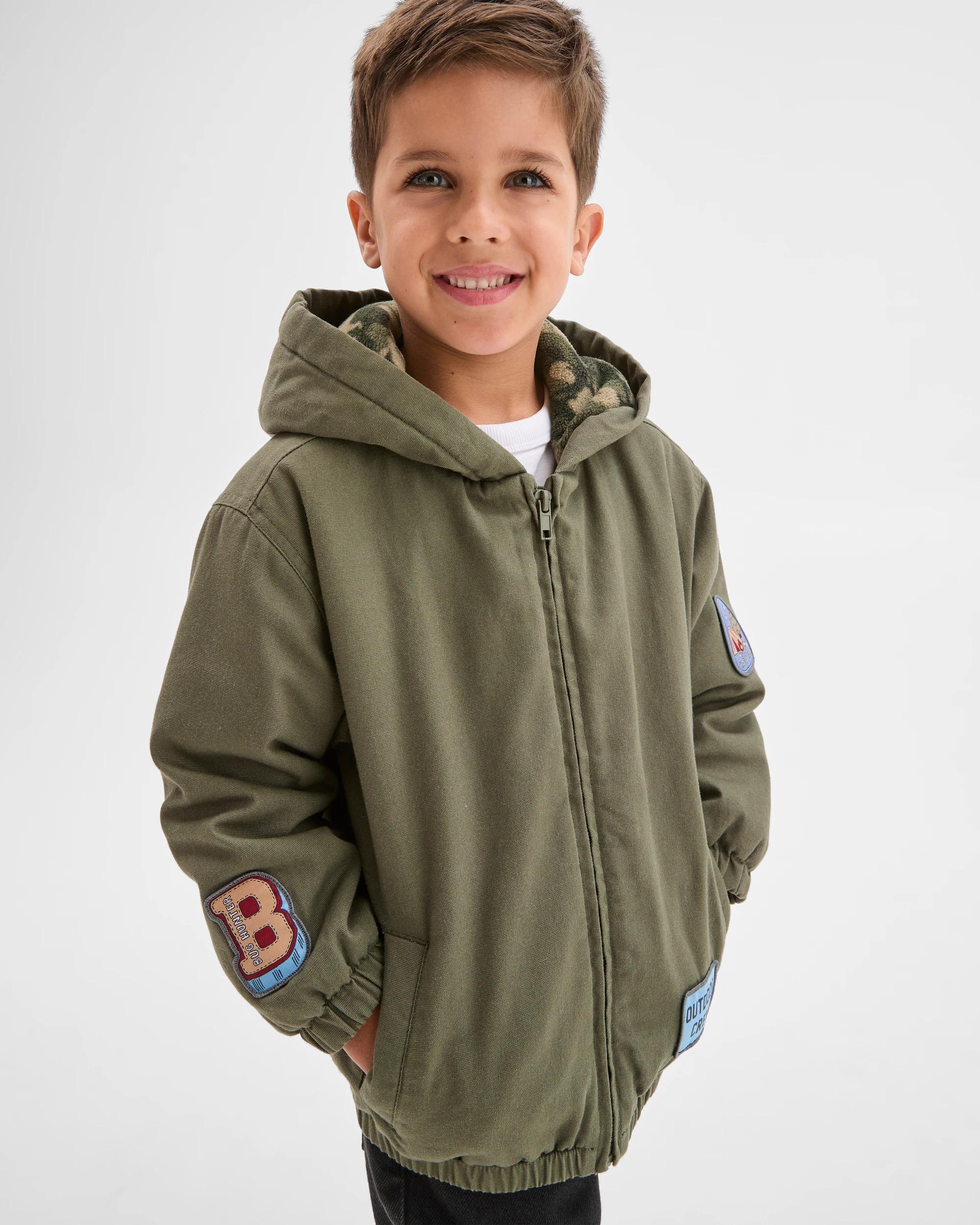 3 Target Kids Hooded Bomber Jacket KHAKI, 3 of 7