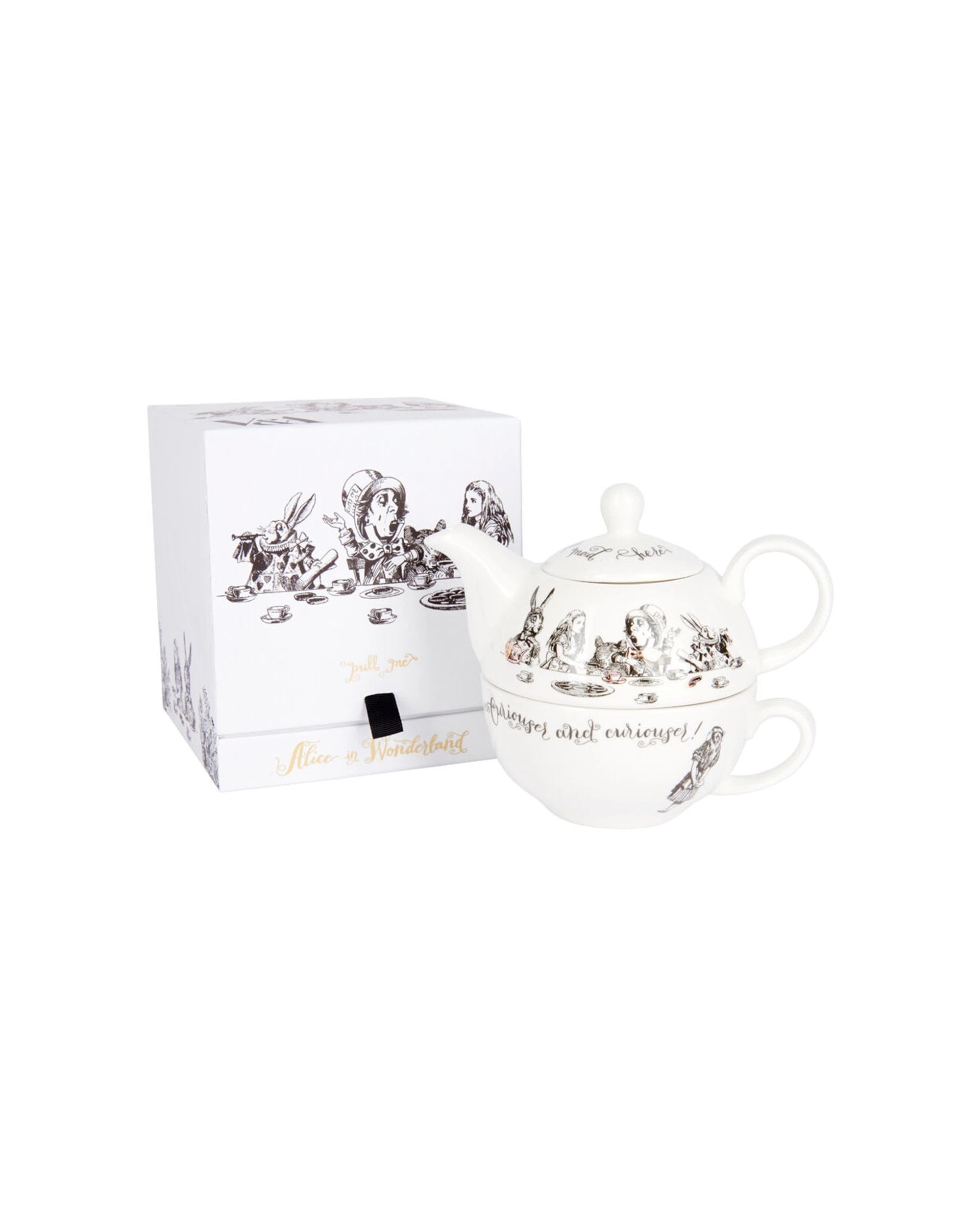 2 Mikasa 2pc Alice In Wonderland Tea For One Pot and Cup Set - White, 2 of 7