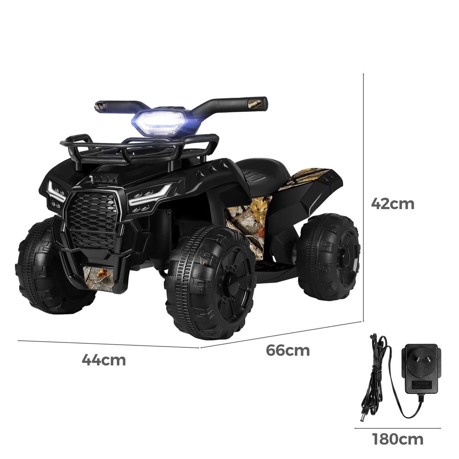9 Alfordson Kids Ride On Car Electric ATV Toy 25W Motor W/ USB MP3 LED Light - Black, 9 of 10