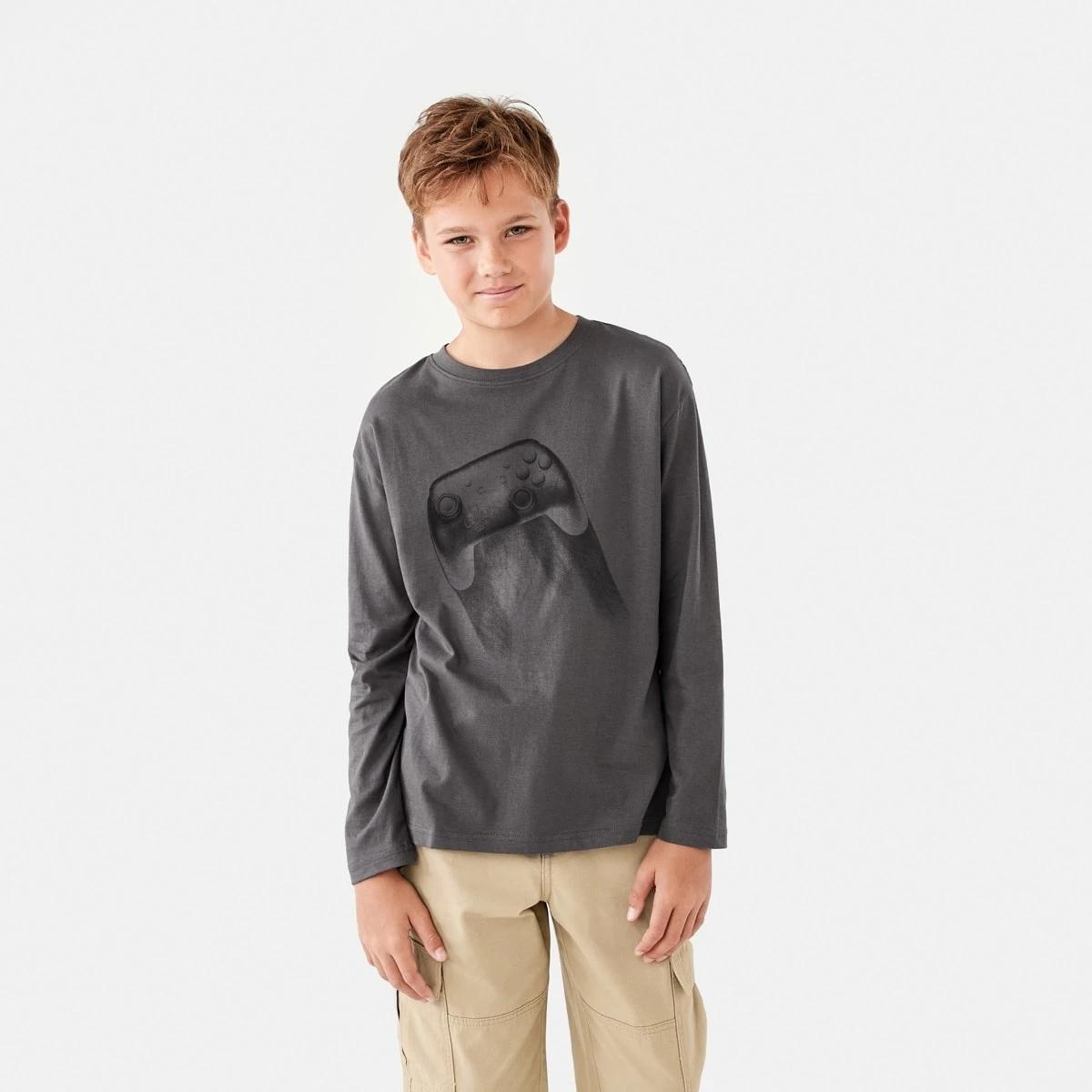 1 Long Sleeve Print T-shirt Gry Gamebl, 1 of 8
