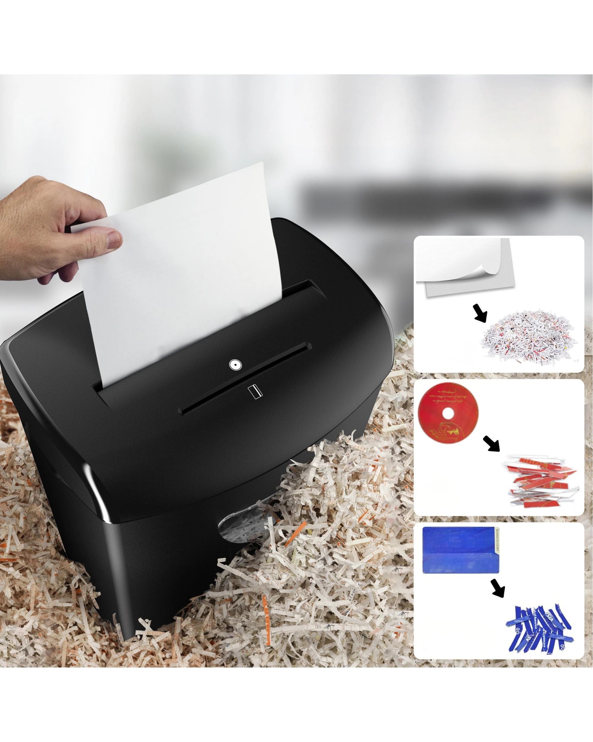 5 Advwin Paper Shredder Cross Cut P-4 Security, 10 Sheets, 21L Removable Bin - Black, 5 of 7