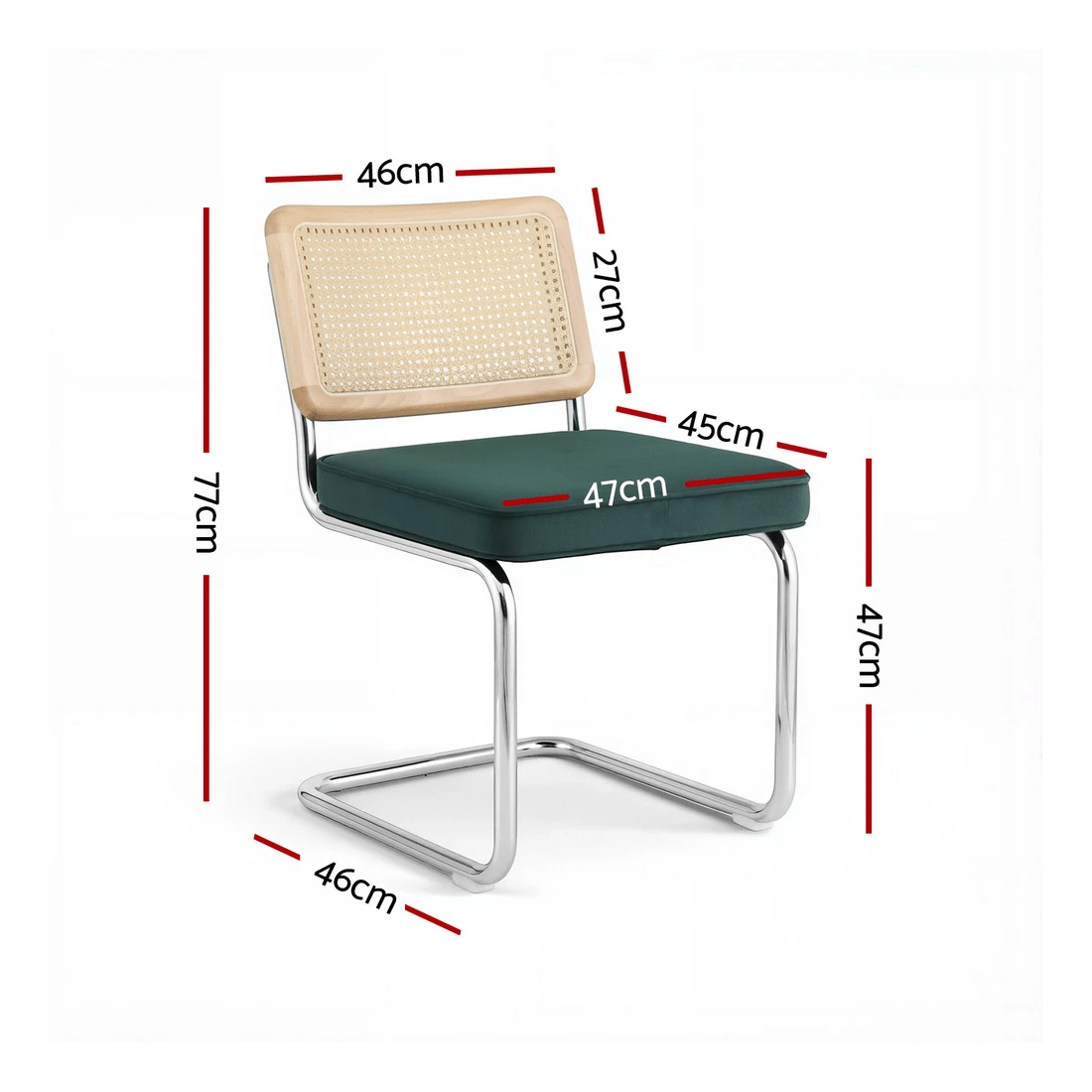 2 Artiss Dining Chairs Set of 4  Rattan Cantilever - Green, 2 of 2