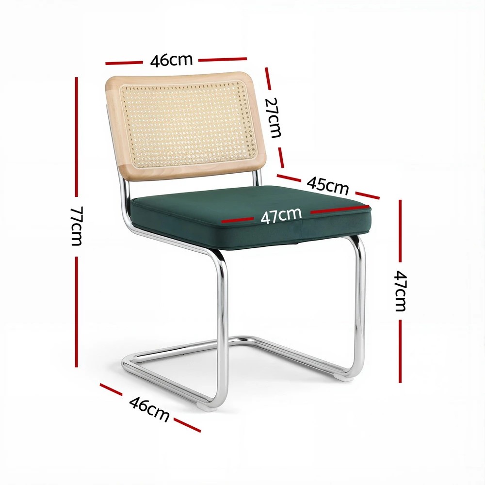 2 Artiss Dining Chairs Set of 4  Rattan Cantilever - Green, 2 of 6