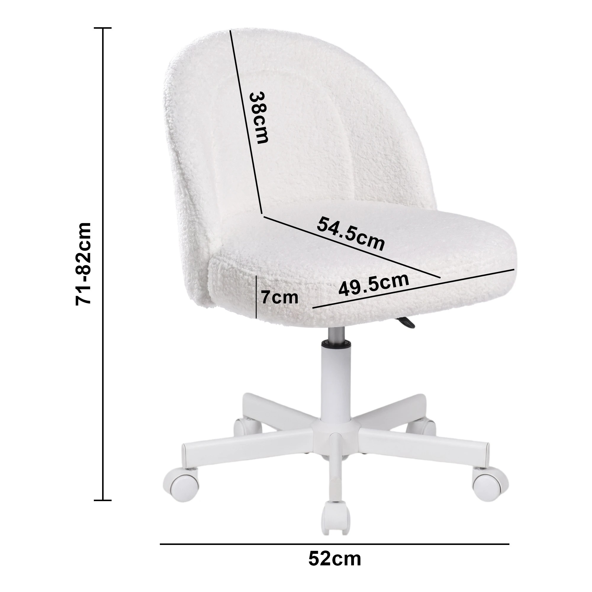 3 Advwin Teddy Fleece Vanity Chair Swivel Makeup Desk Chair with Wheels - White, 3 of 8