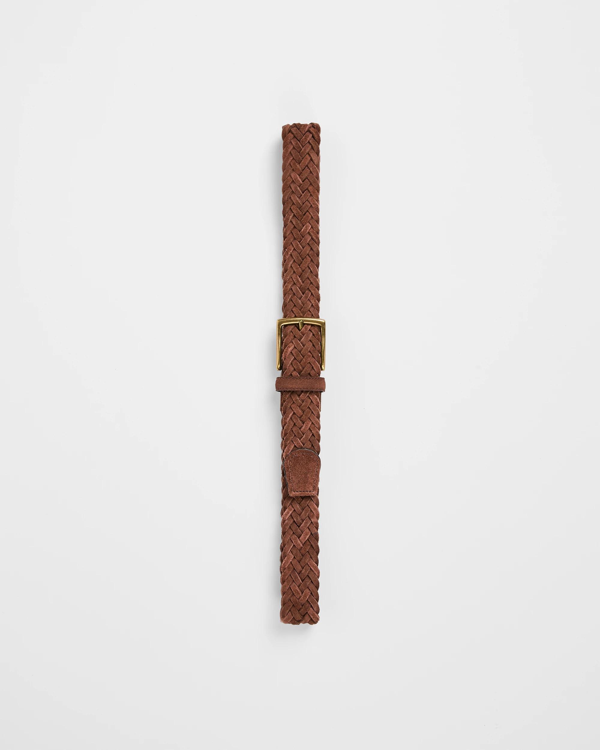 2 Target Man Suede Leather Woven Belt BROWN, 2 of 6