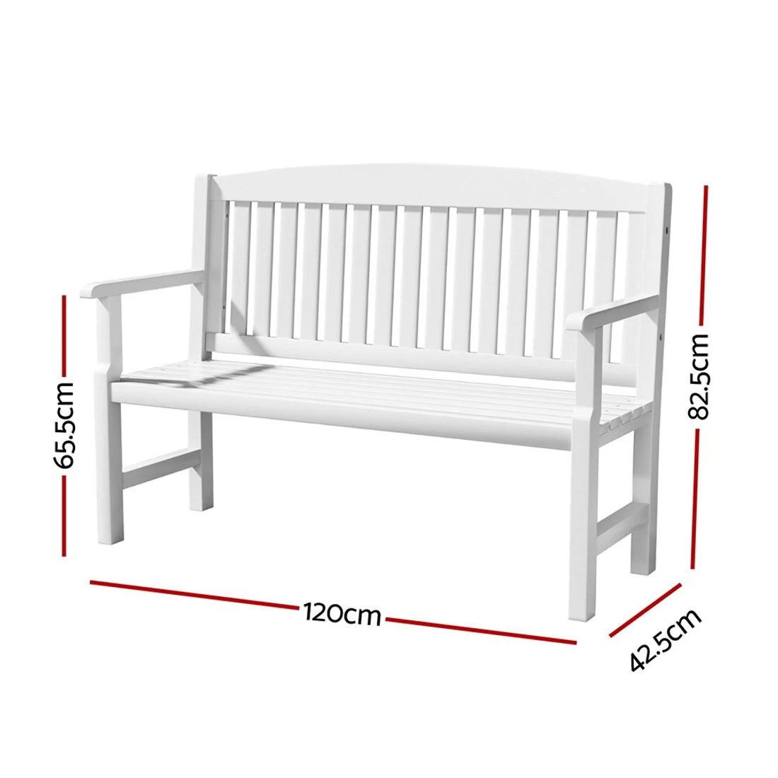 2 Gardeon Outdoor Garden Bench Wooden 2 Seater Lounge Chair Patio Furniture - White, 2 of 6