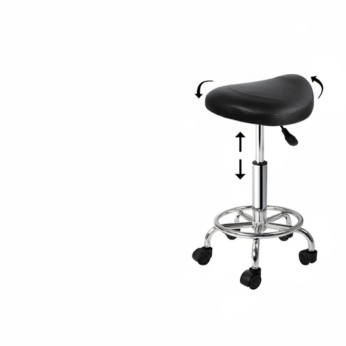 4 Artiss Salon Stool Saddle Swivel Chair - Black, 4 of 6