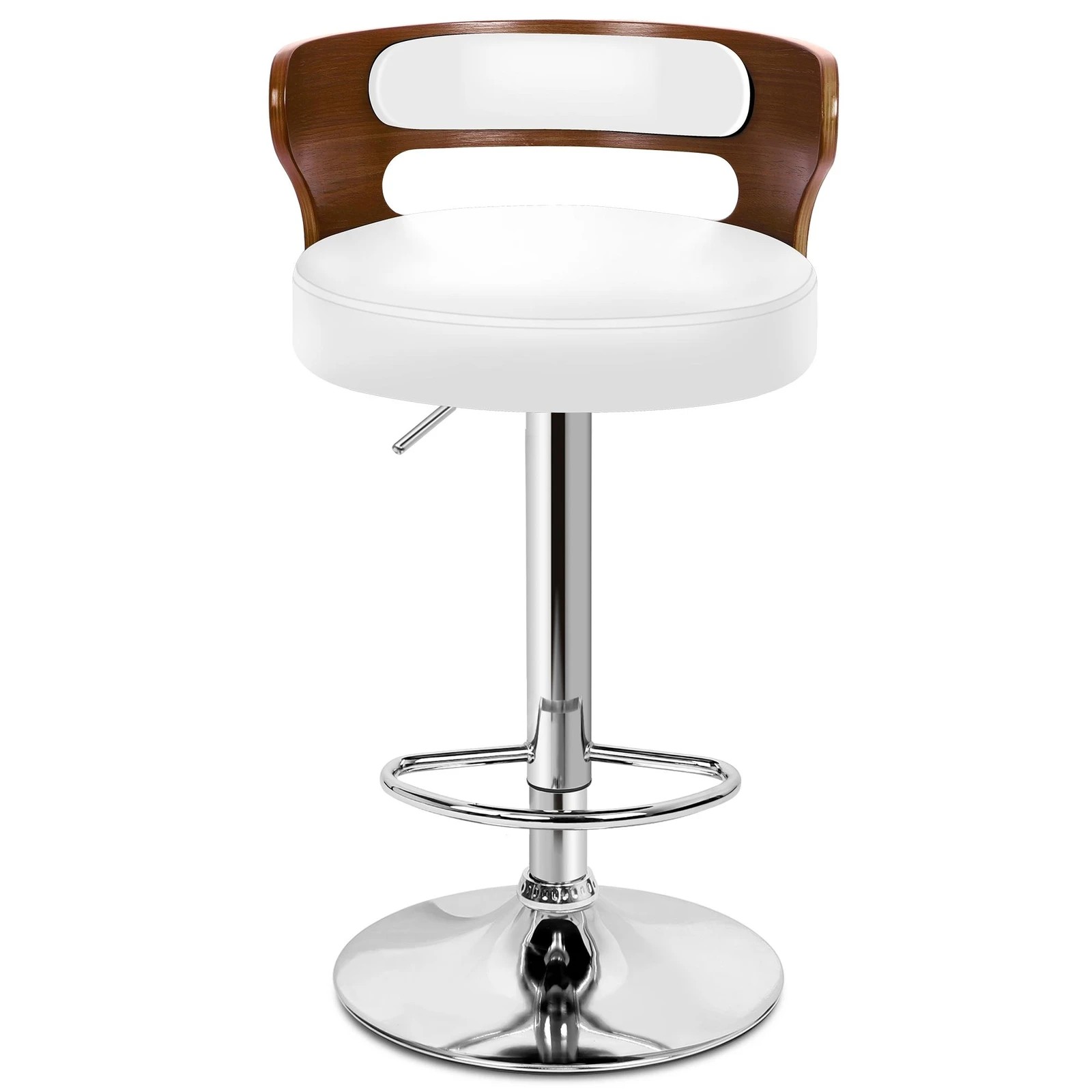 6 Alfordson 2x Bar Stool Kitchen Swivel Chair Wooden Leather Ramiro - White, 6 of 10
