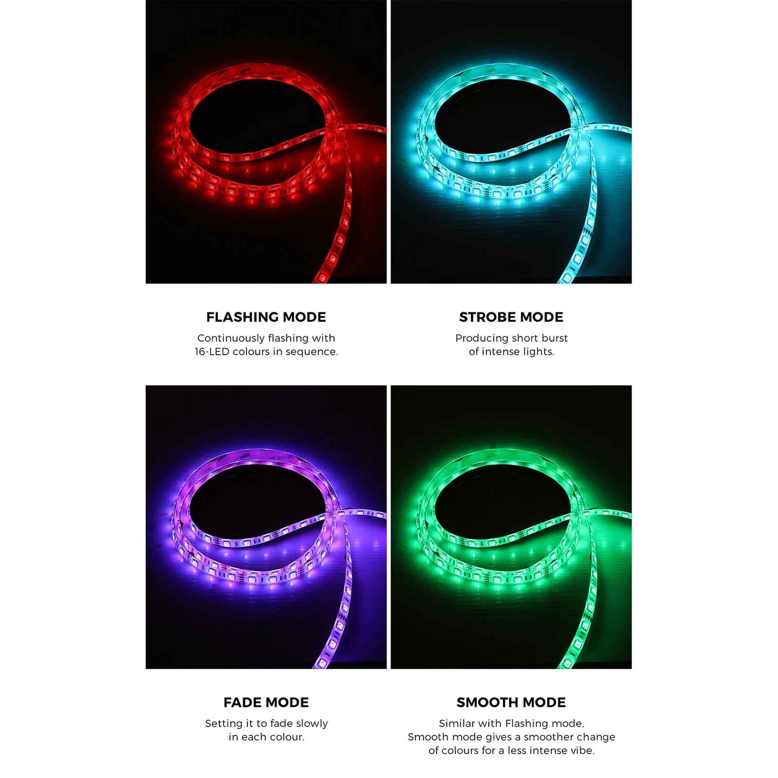 4 Oikiture Entertainment Unit Rgb Led Gloss Black 180cm
 - White, 4 of 8