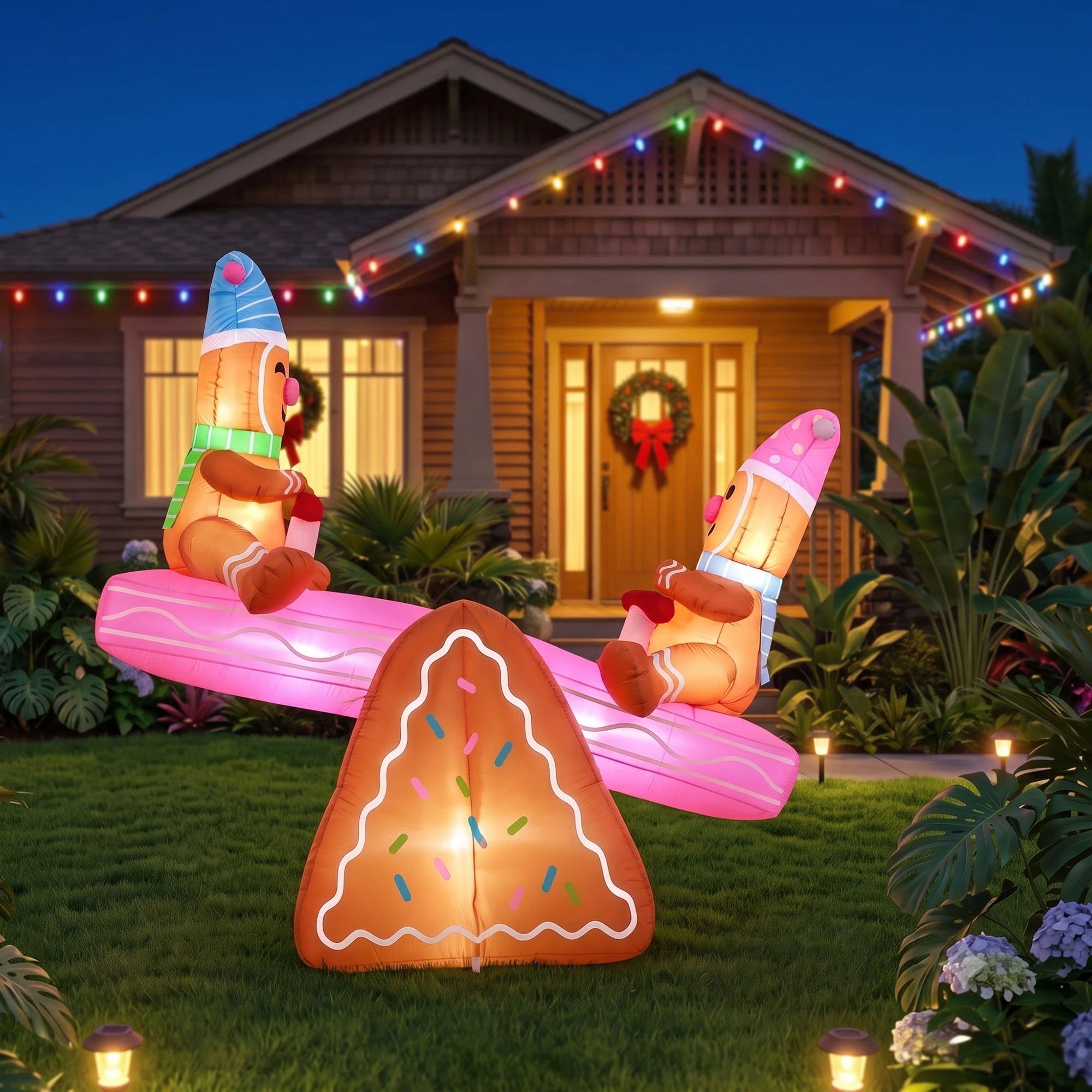 2 Jingle Jollys Christmas Inflatable Seesaw 1.8M Height LED Outdoor Decorations Illuminated - Multi, 2 of 9