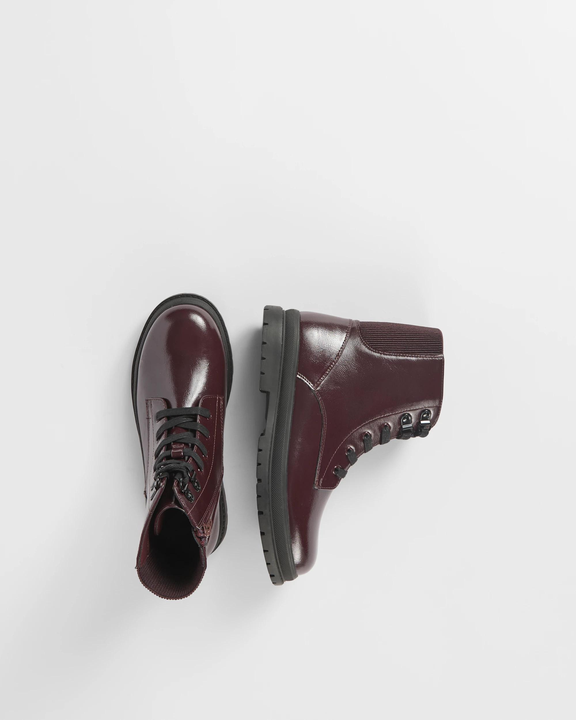 3 Target Kids Senior Girls Lace Up Boots BURGUNDY, 3 of 3