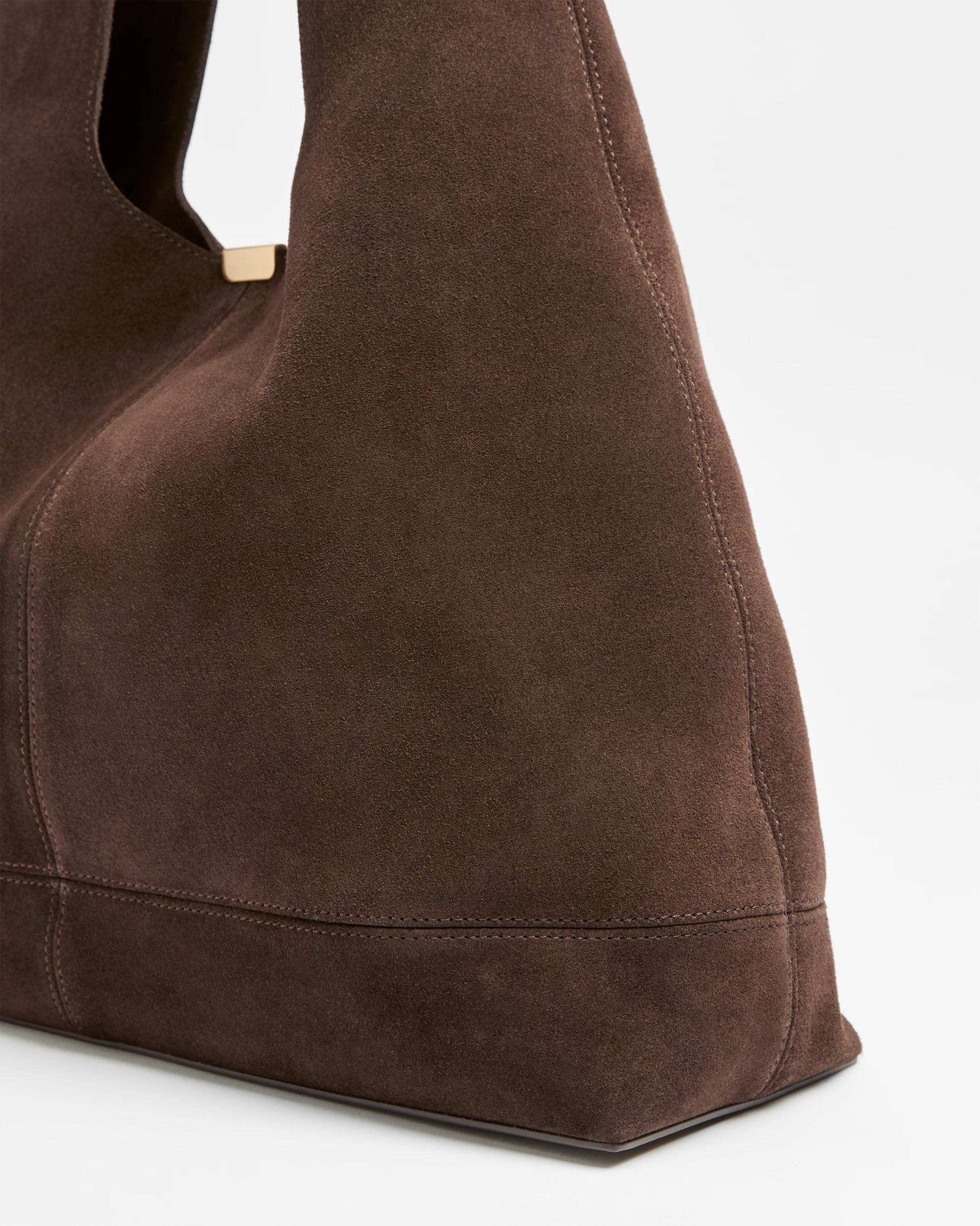 2 Target Premium Suede Leather Slouch Shoulder Bag CHOCOLATE, 2 of 3