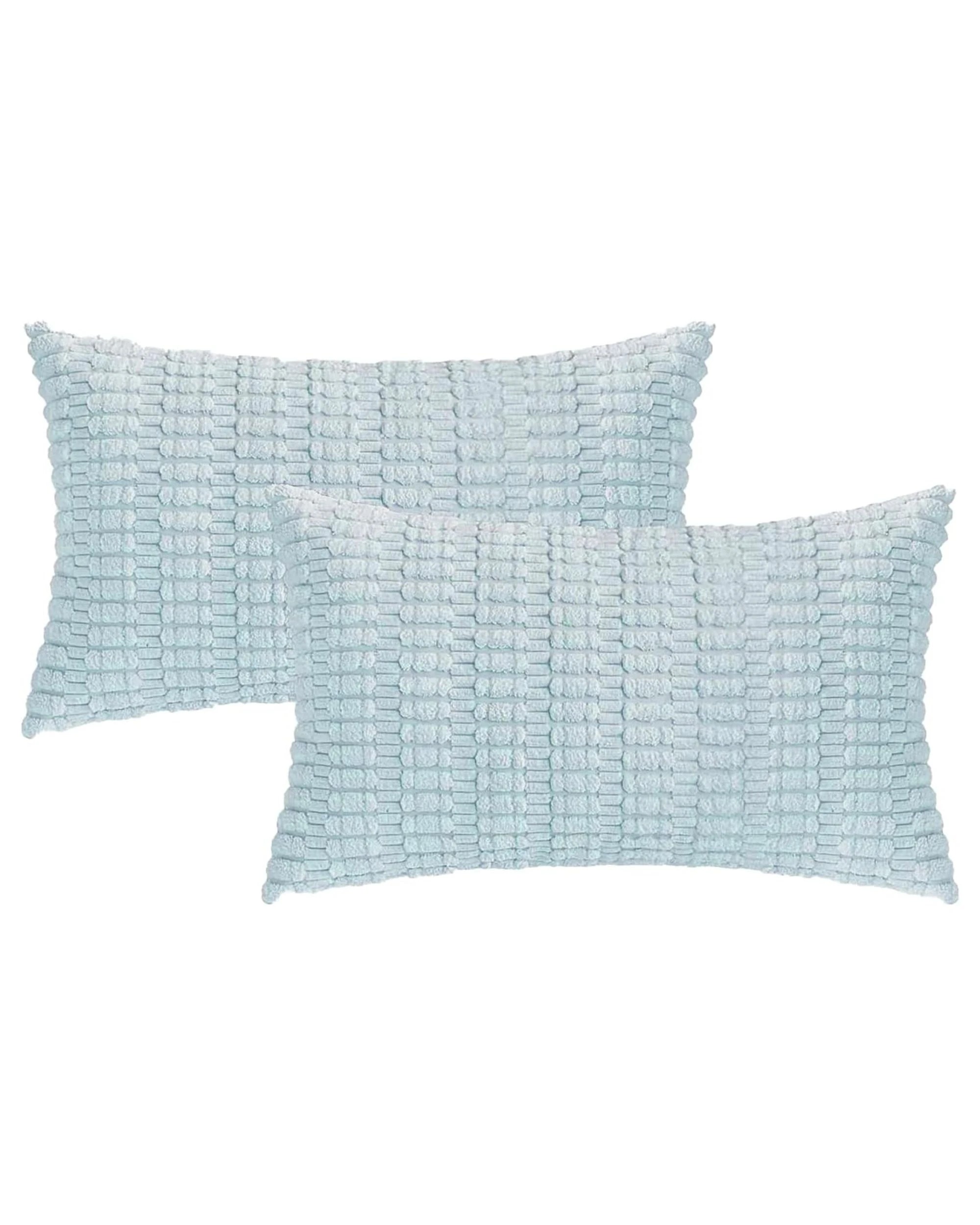 2 Gioia Casa 2-Pack Boho Striped Corduroy Cushion Covers 30x50cm - Sky, 2 of 2