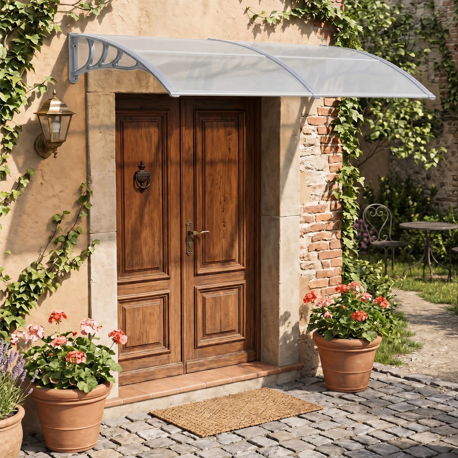 4 Costway Window Door Awning Door Canopy Patio UV Rain Cover - Grey, 4 of 4