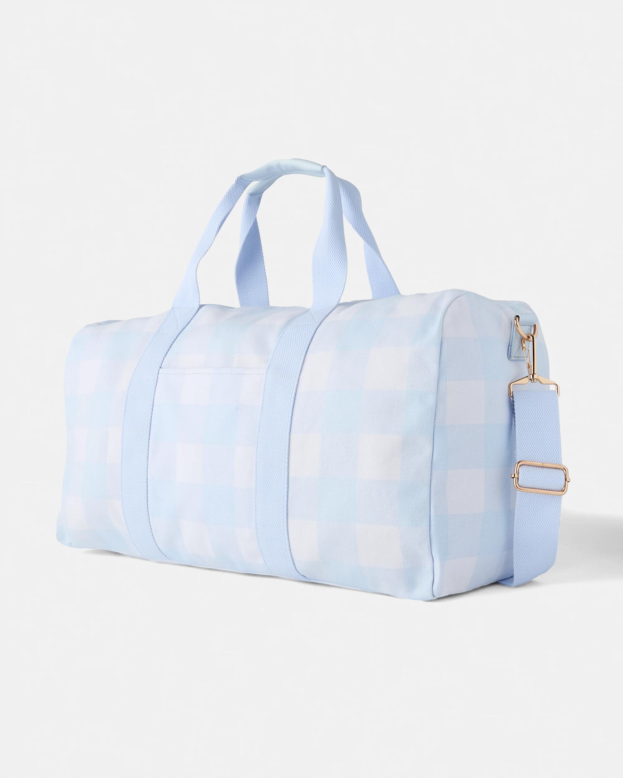 2 Canvas Weekender Bag Blue Ging, 2 of 5