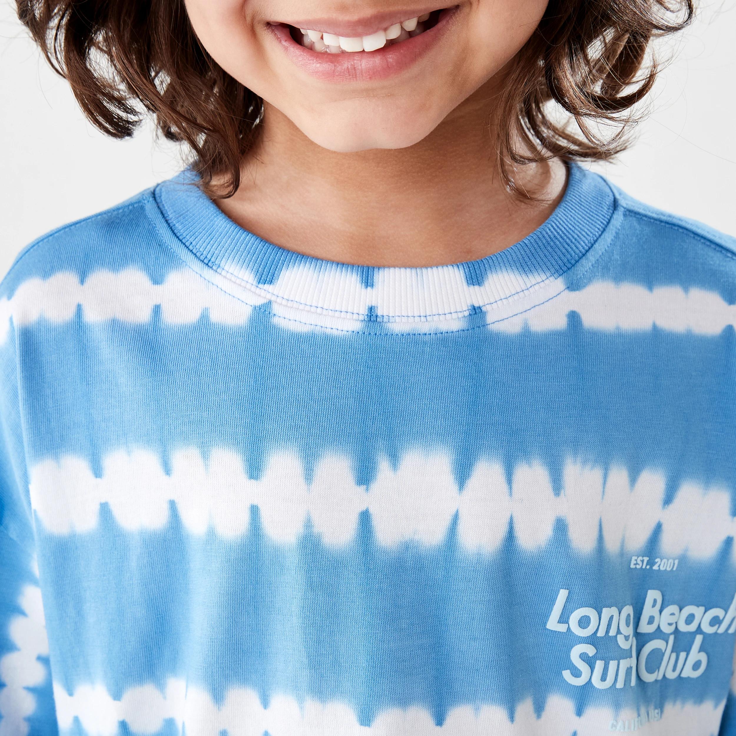 4 Short Sleeve Oversized Tie Dye T-shirt LONG BEACH SURF  BLUE, 4 of 7
