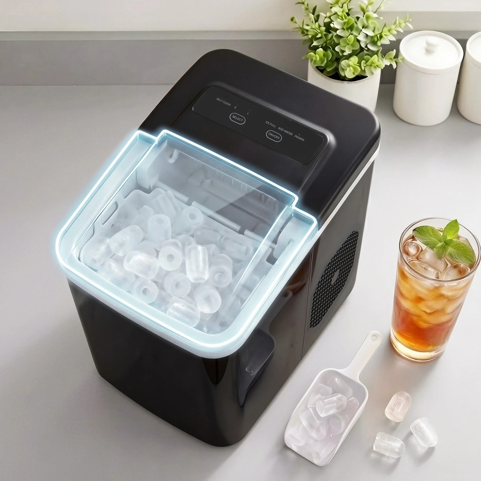 10 Devanti Ice Maker Machine Portable  Countertop w/Self Cleaning - Black, 10 of 10