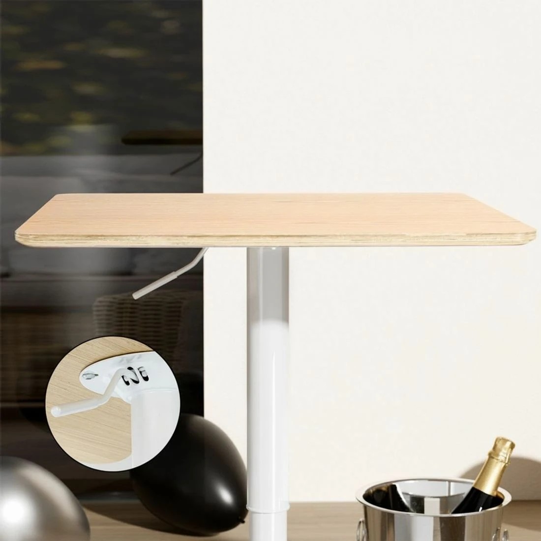 6 Artiss Bar Table Kitchen Dining Desk Swivel Gas Lift Counter 71-91CM Square - Multi, 6 of 7