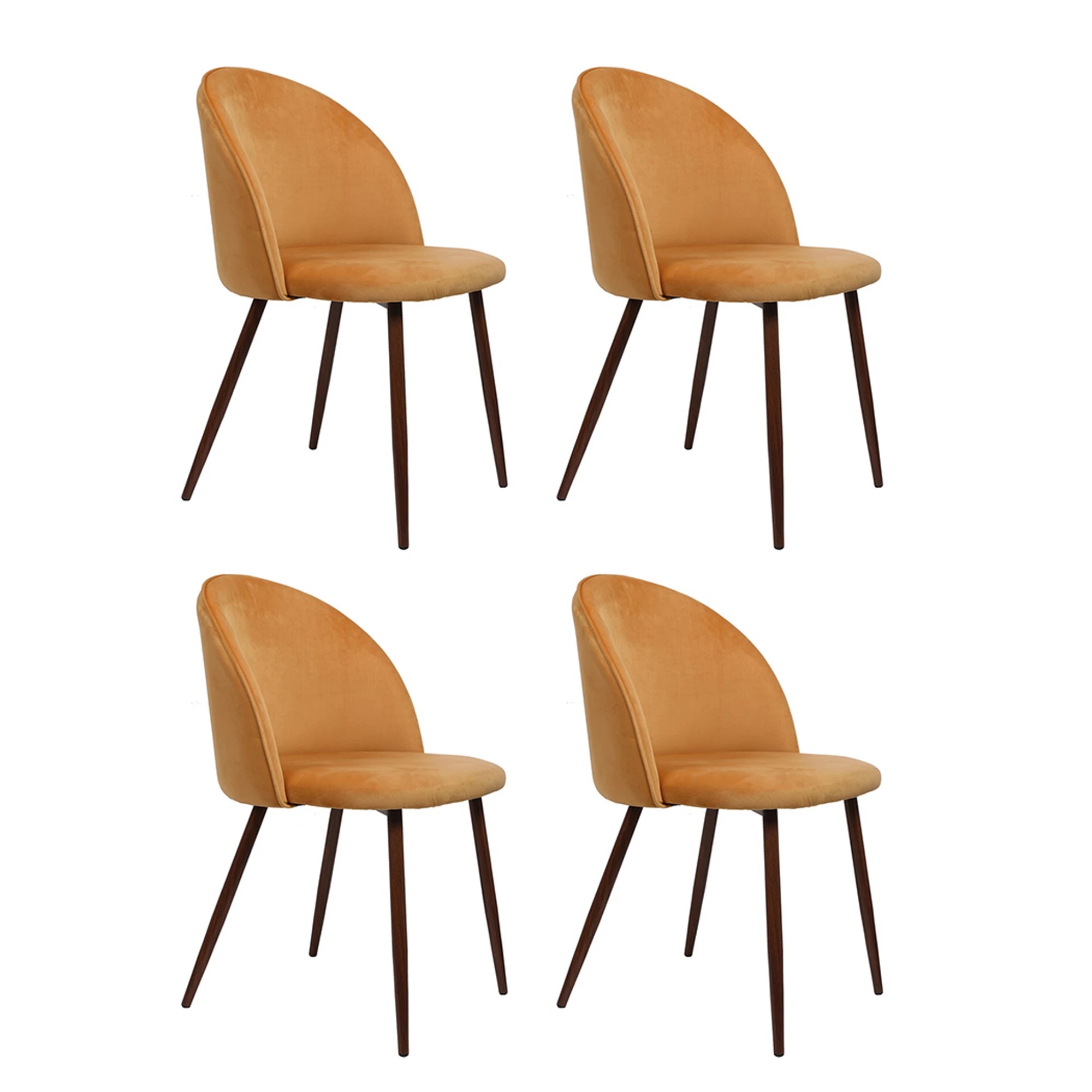 1 Levede 4x Velvet Dining Chairs  Mustard, 1 of 9