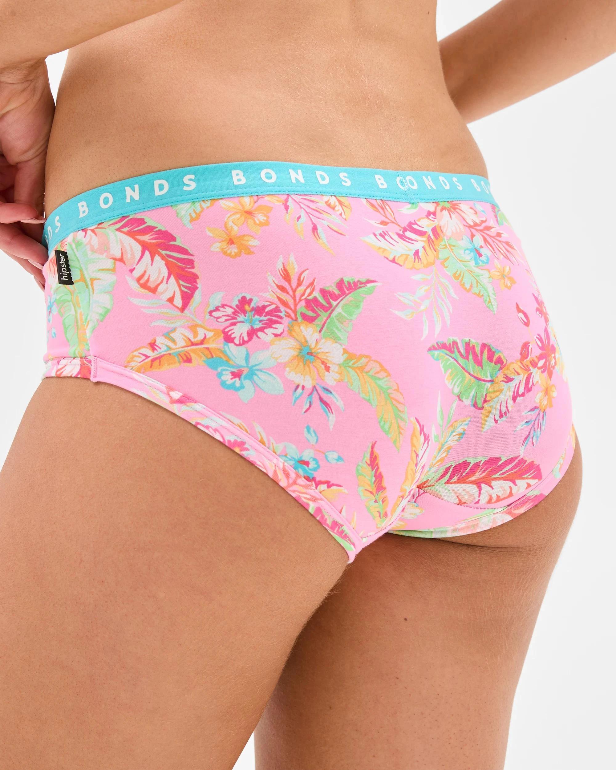 4 Womens Hipster Boyleg Briefs 2 Pack - Bonds PINK FLORAL/BLUE, 4 of 4
