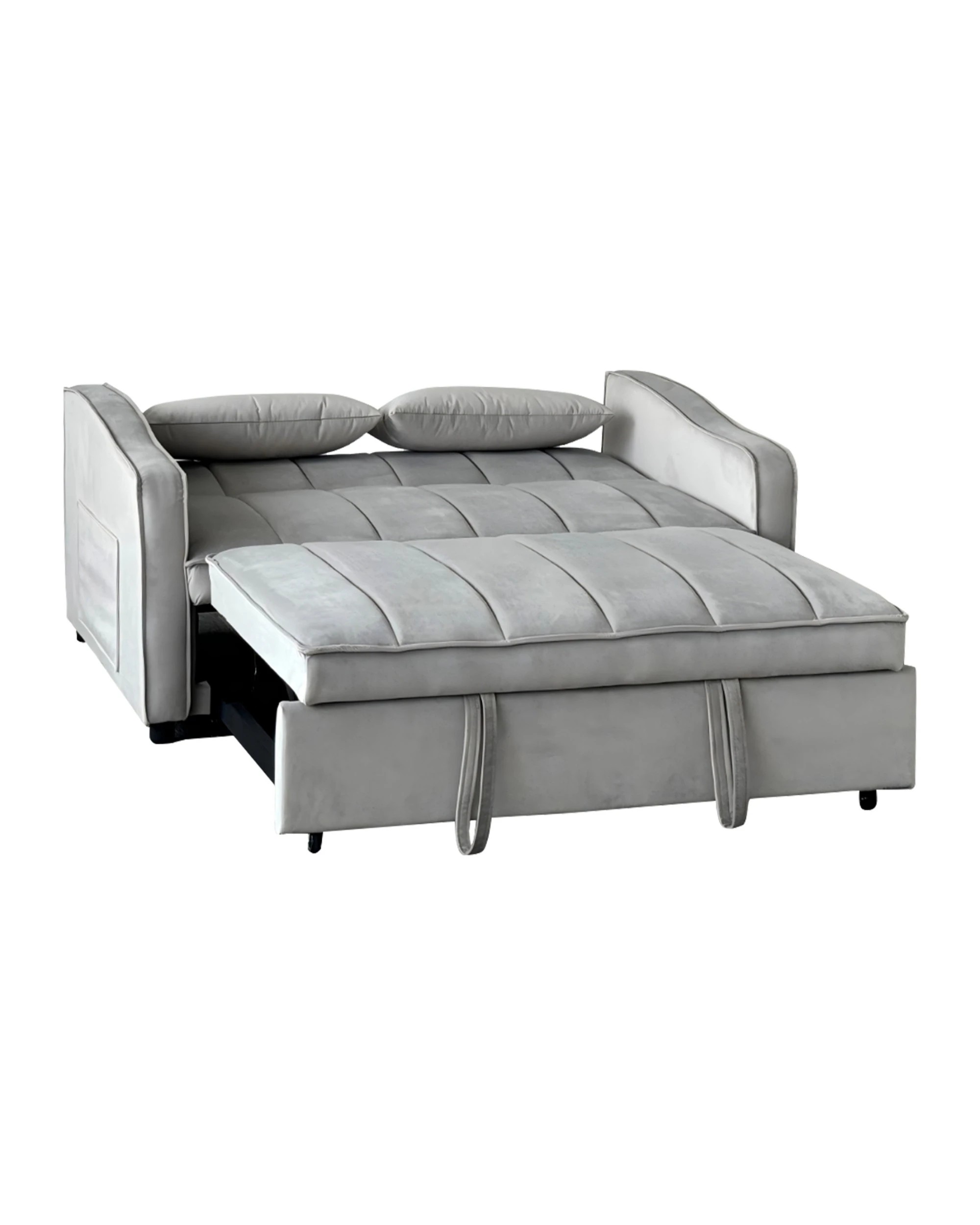 2 Sarantino Fenton Velvet 2-Seater Sofa Bed - Light Grey, 2 of 9