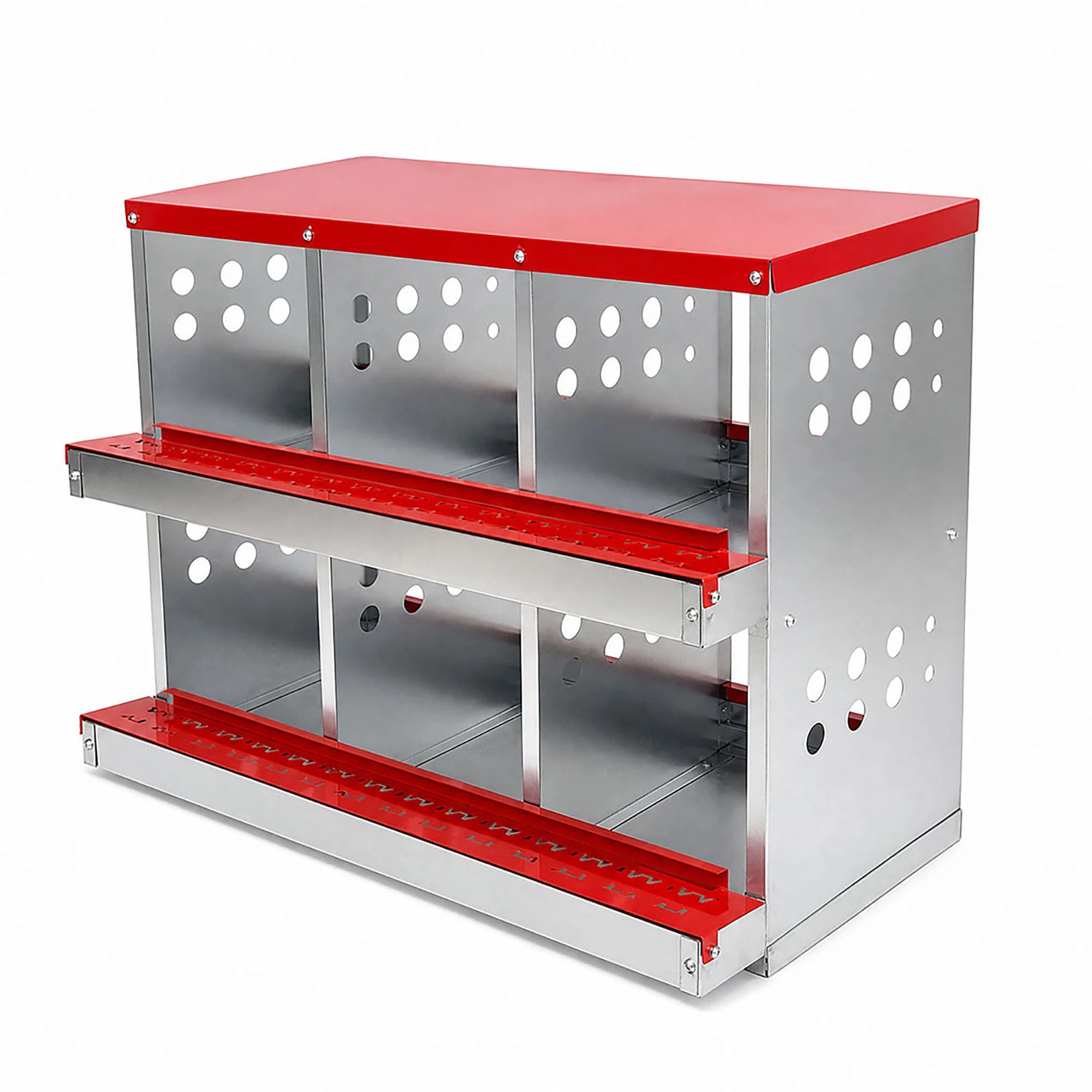 1 Pawz Chicken Nesting Box 6 Hole 2-Tier Roll Away Egg Collection Galvanized Coop, 1 of 8