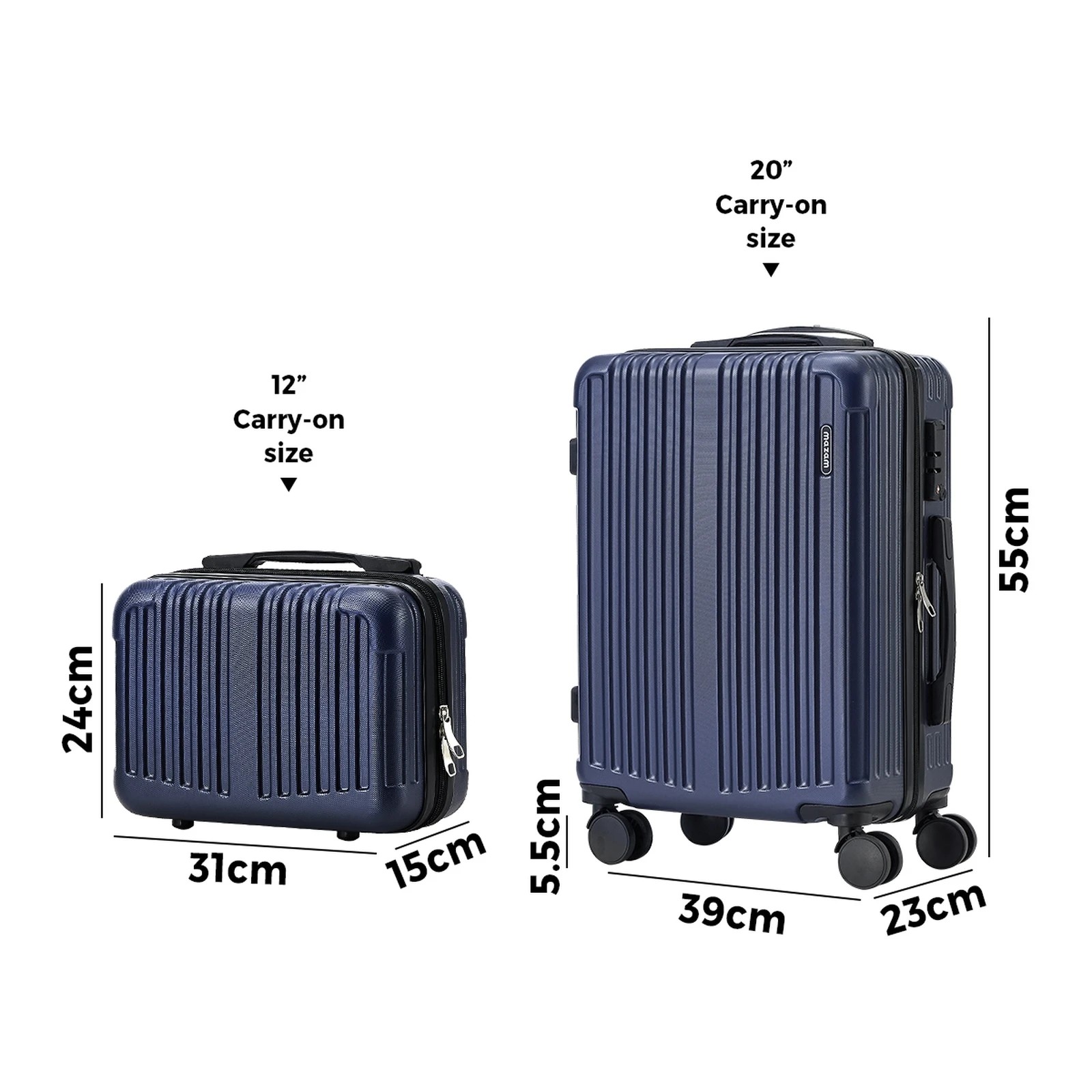 2 Mazam 2PCS Luggage Suitcase Trolley Set Travel Carry On TSA Lock Hard Case - Blue, 2 of 4