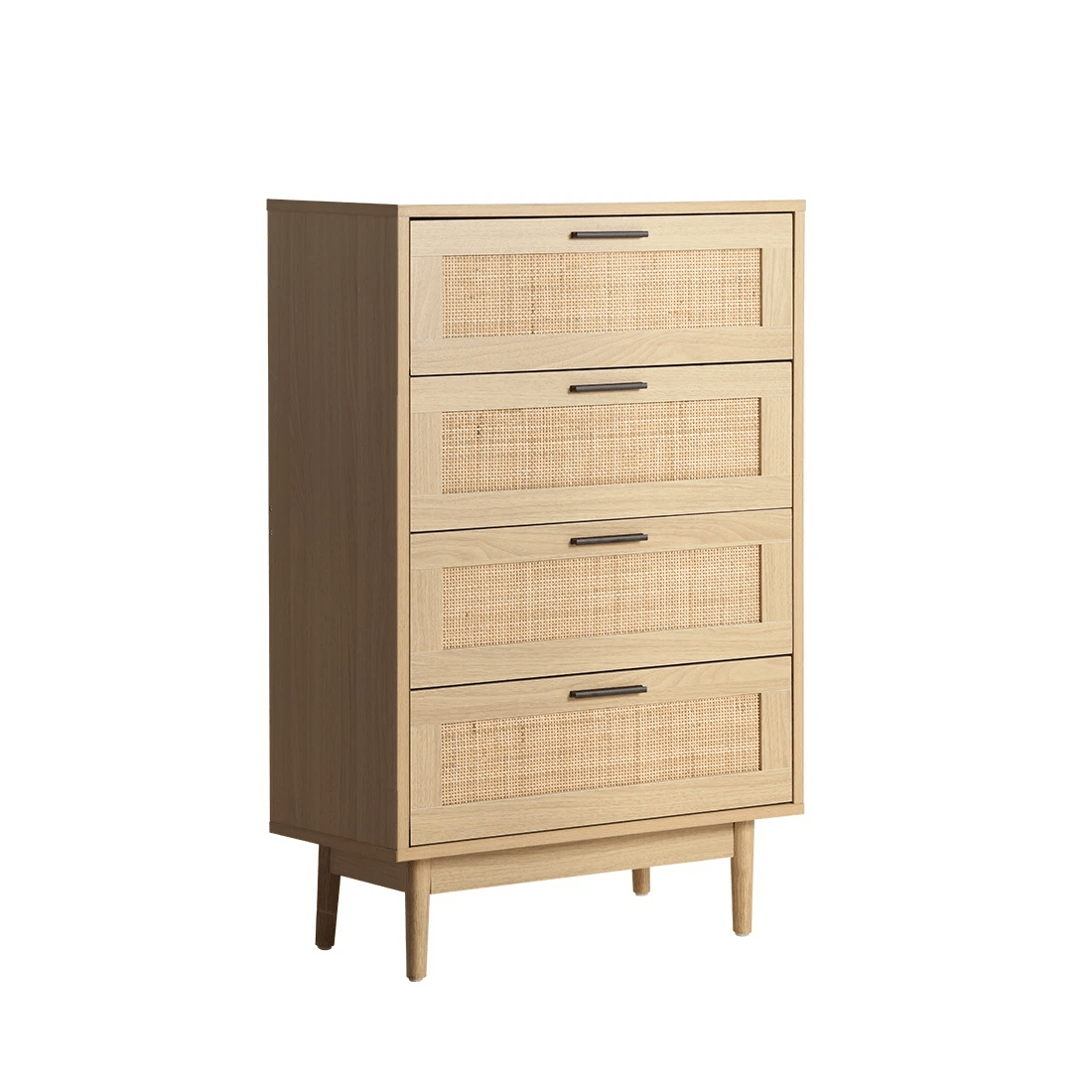 1 Artiss 4 Chest of Drawers Rattan Tallboy Pine - BRIONY - Natural, 1 of 7