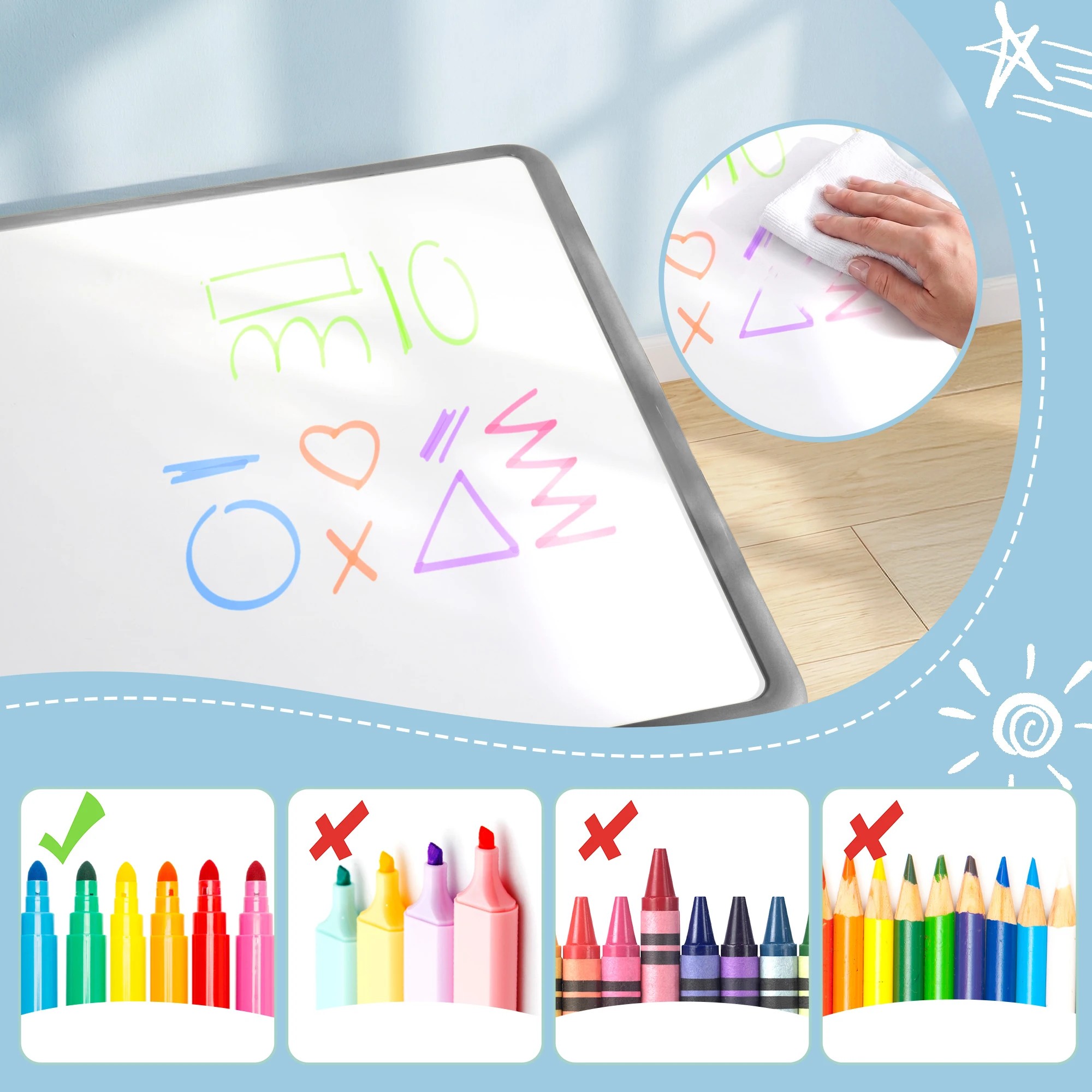 5 Keezi Kids Table and 4 Chairs Set Height Adjustable Toddler Activity Table Graffiti Top - Multi, 5 of 9