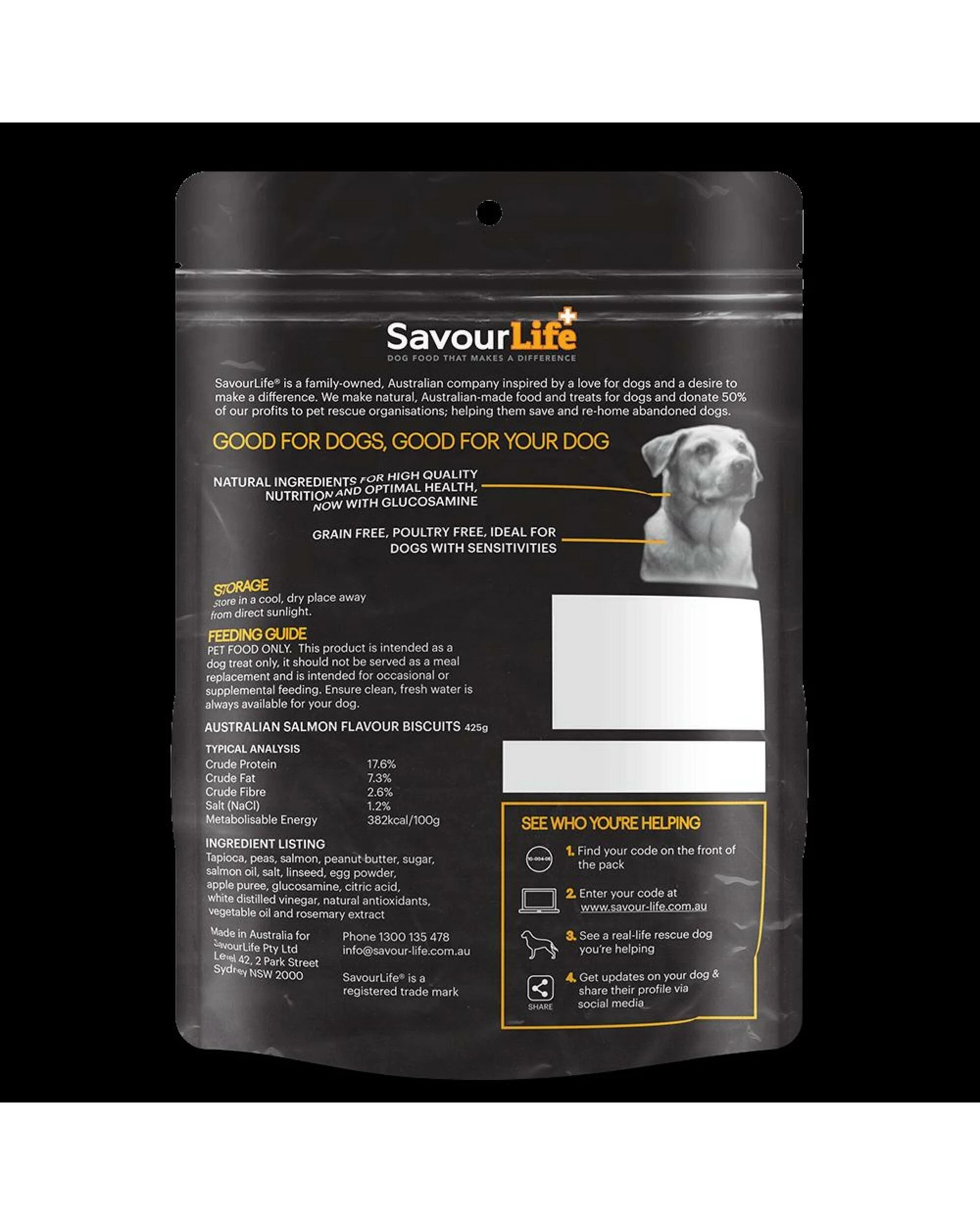 2 Savourlife Australian Grain Free Salmon Biscuits Dog Treats 425g, 2 of 2