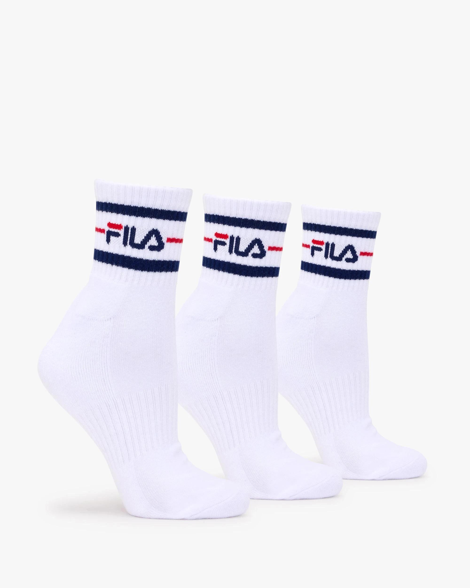 4 Fila Quarter Crew 3 Pack Socks WHITE, 4 of 4