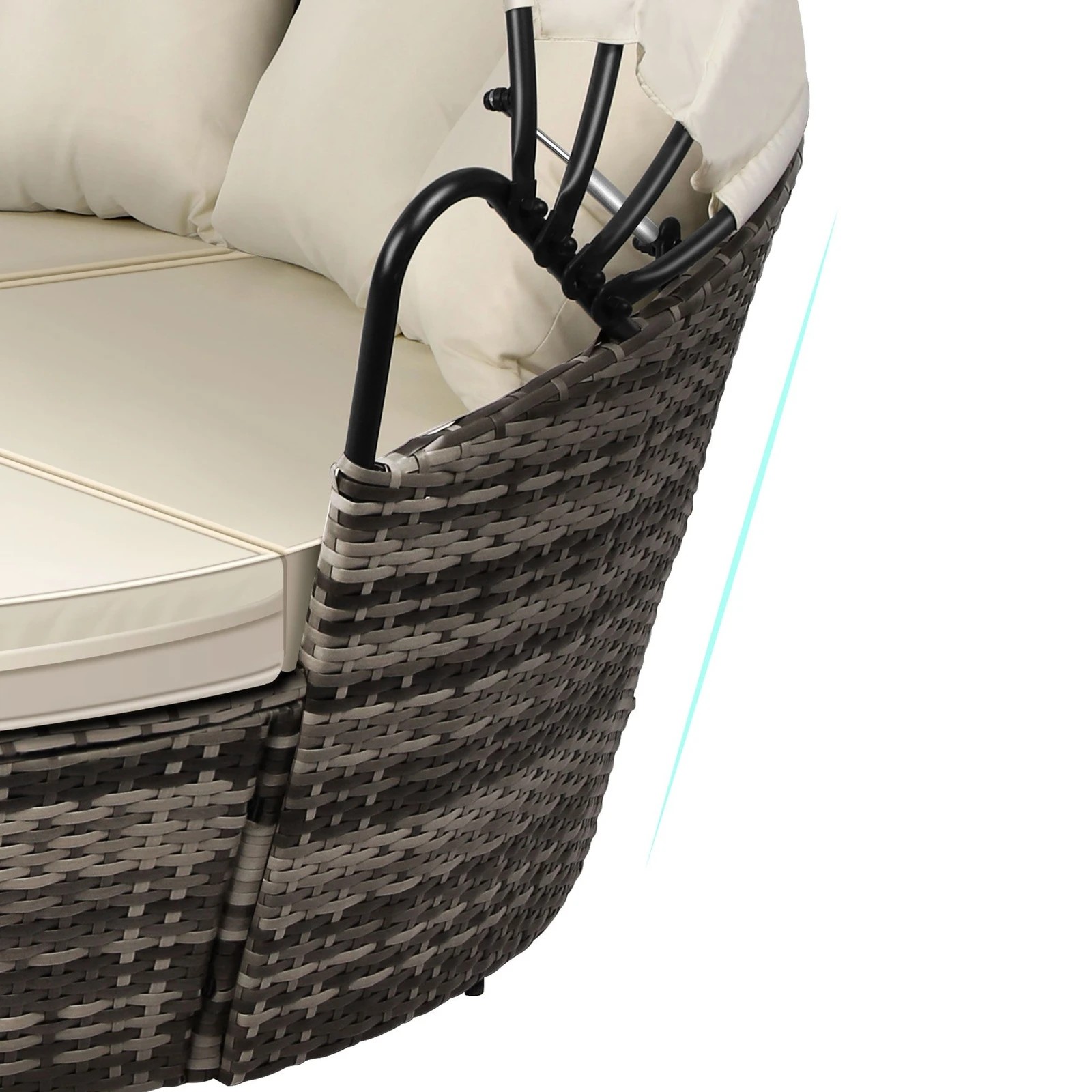 6 Alfordson Outdoor Sun Lounge Day Bed Wicker Furniture Sofa Bed Garden 3PCS - Beige, 6 of 10