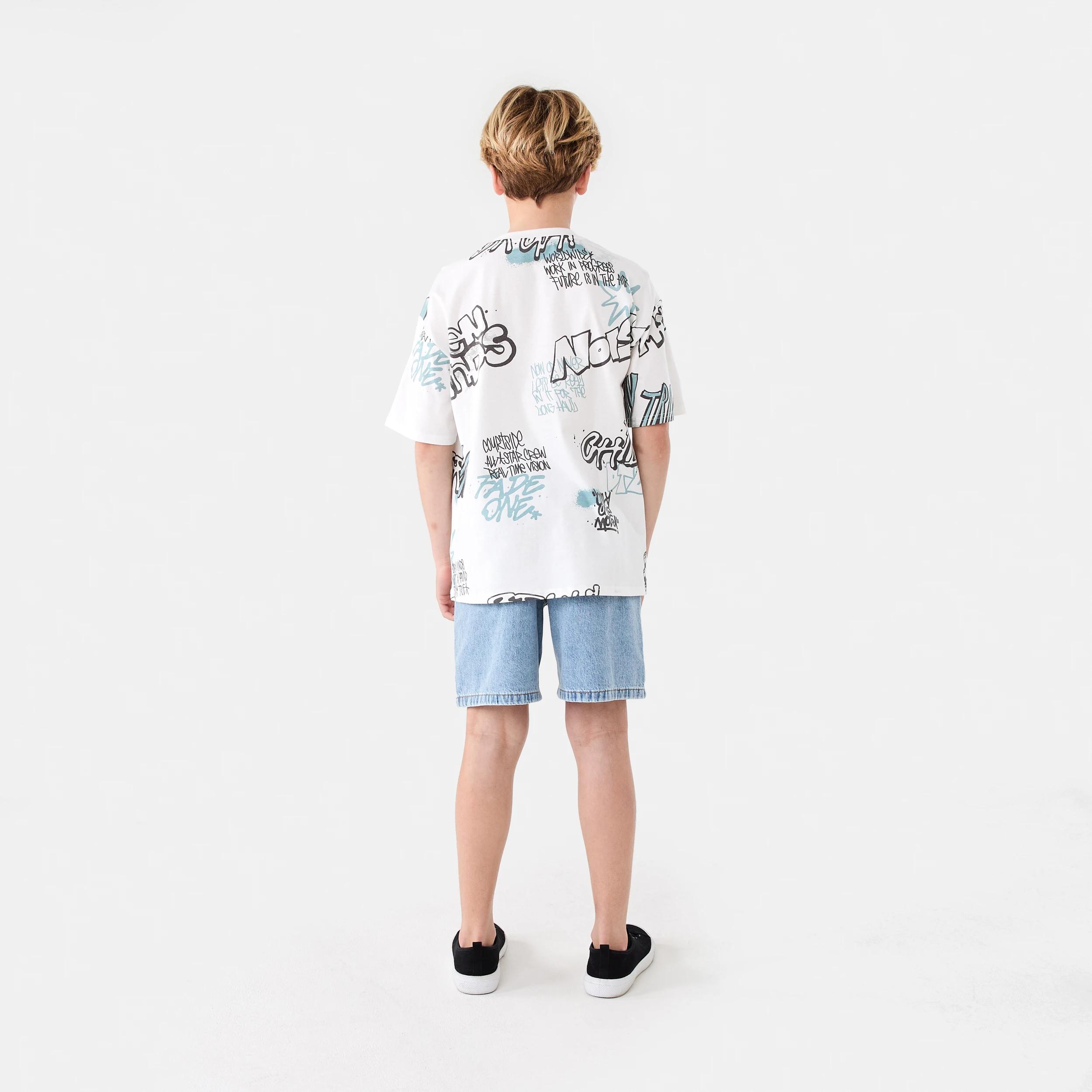 7 Short Sleeve Oversized All Over Print T-shirt Wht Graff, 7 of 7