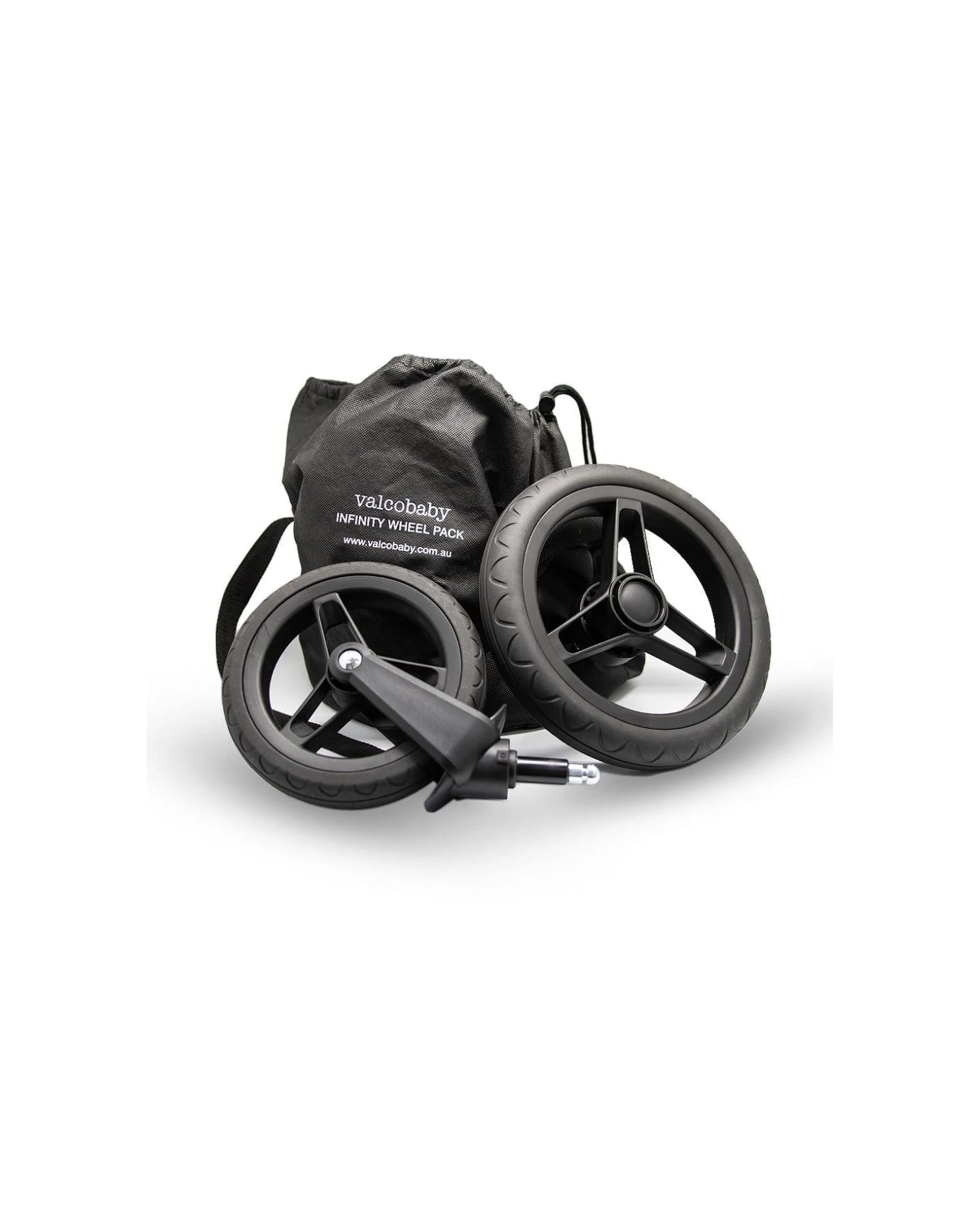 1 ValcoBaby Infinity Wheel Set Puncture Proof Pram Stroller 4pc With Storage - Black, 1 of 6