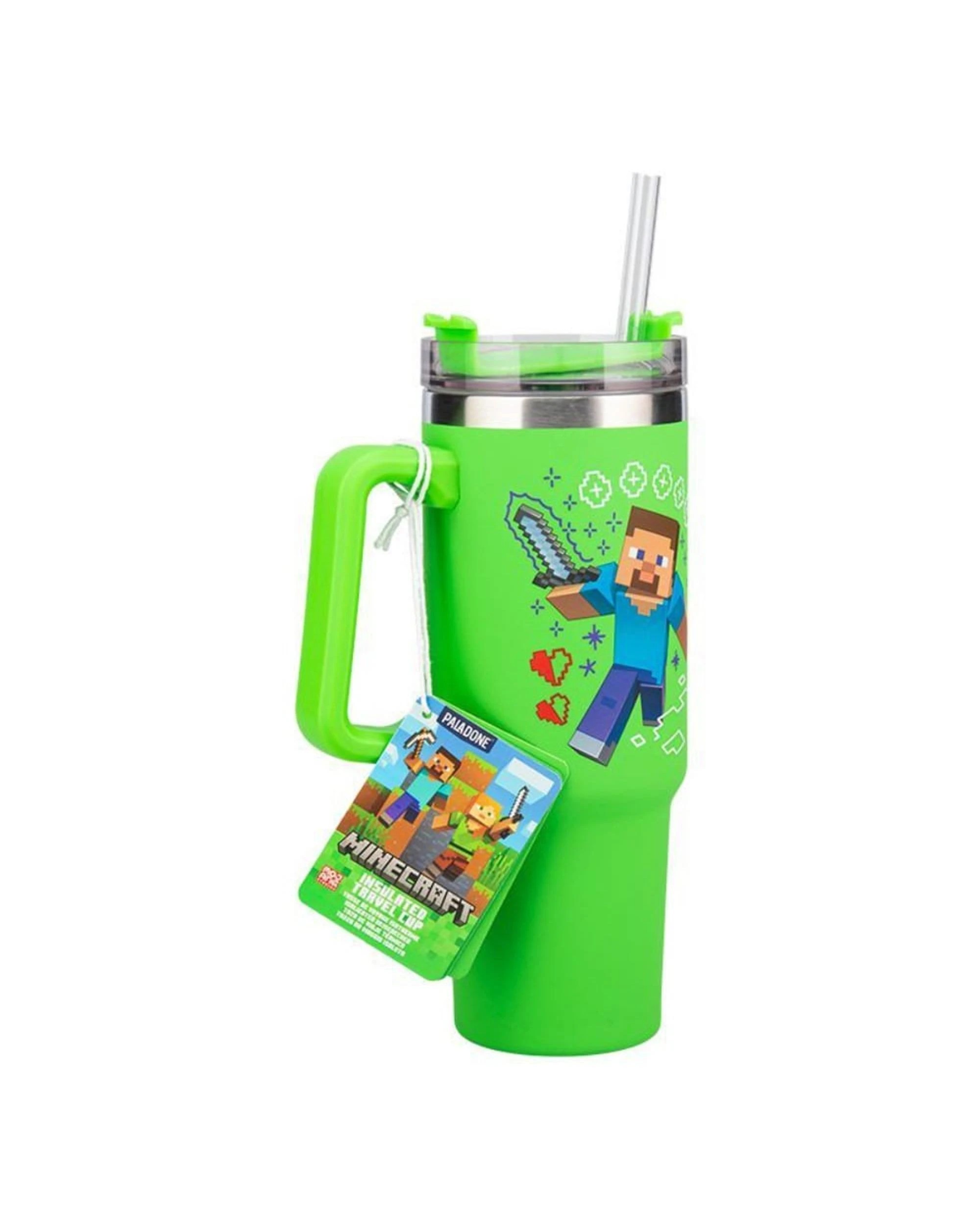 1 Paladone Minecraft Green 900ml Travel Cup, 1 of 5
