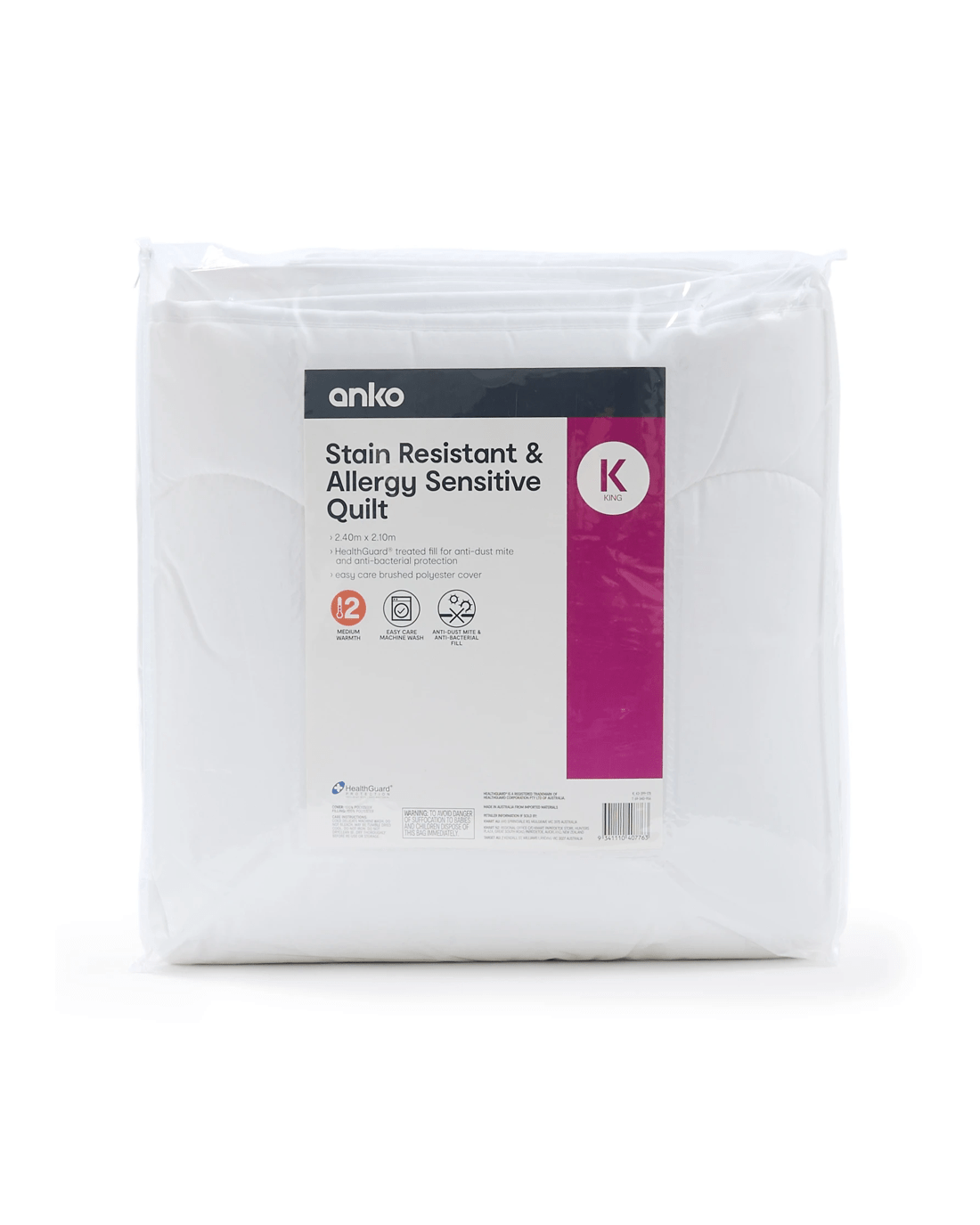 1 Stain Resistant and Allergy Sensitive Quilt - King Bed, White, 1 of 5