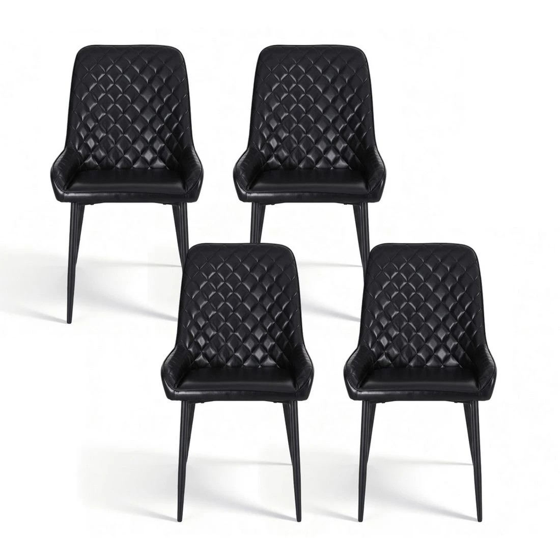 3 Artiss 4x Dining Chairs Retro PU Leather Kitchen Lounge Cafe Accent Chair - Black, 3 of 6