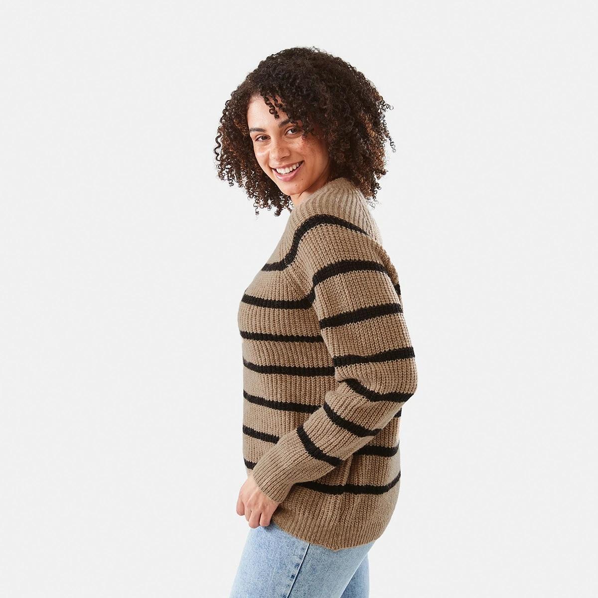 2 Loose Knit Jumper Sand Str, 2 of 6