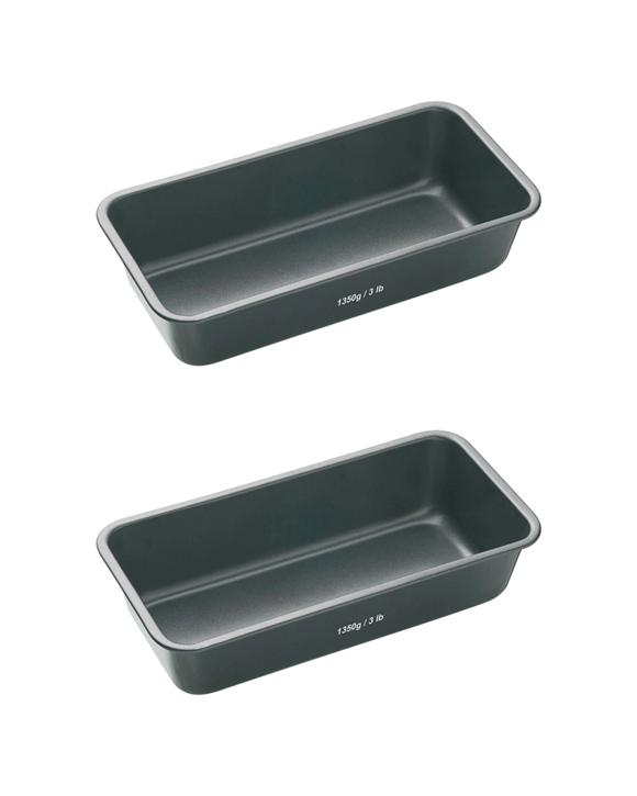 Mastercraft 2x 28x13cm Heavy Base Non-Stick Large Loaf Bread Pan - Black