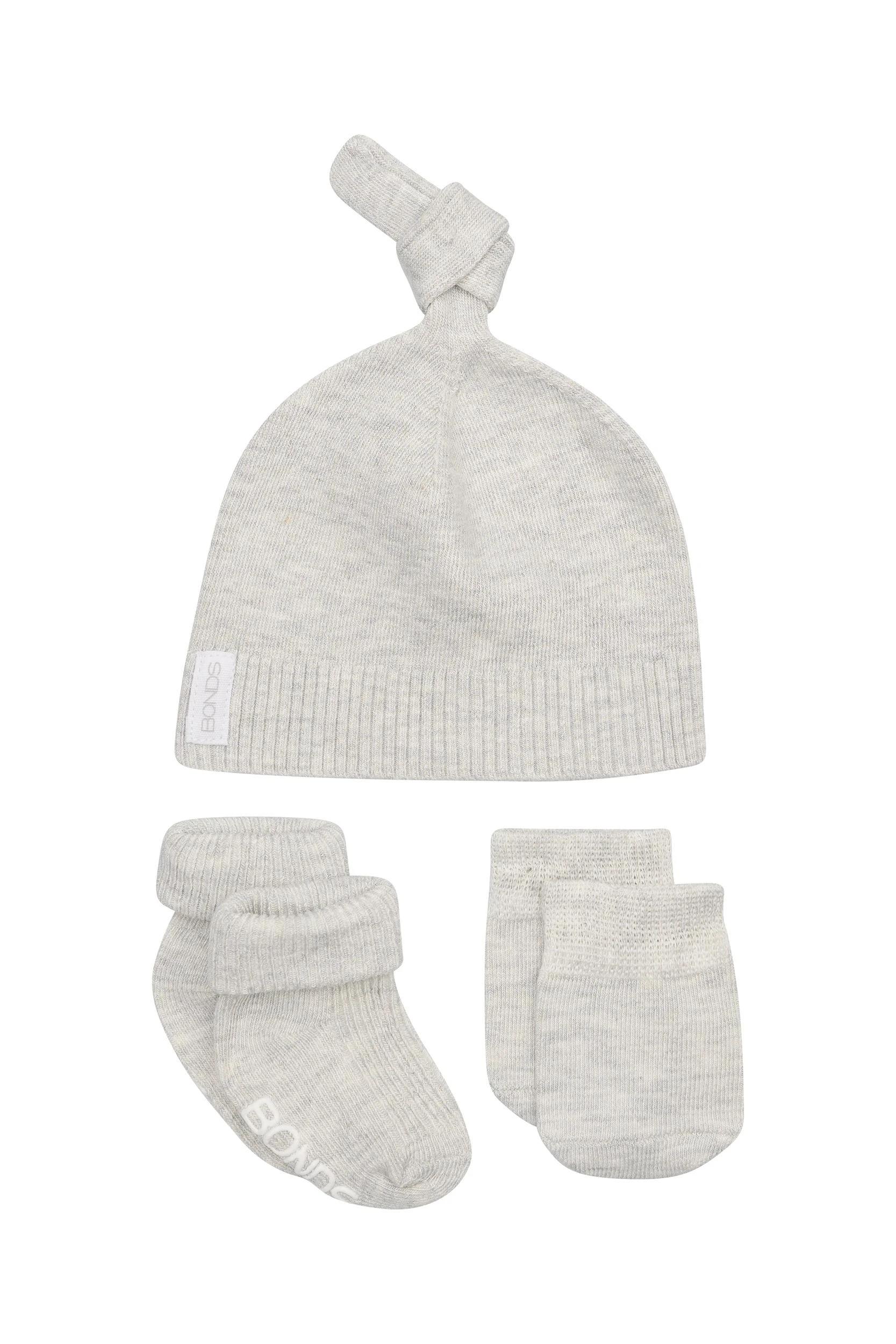 1 Bonds Bamboo Sock Mitten Beanie 3 Piece Set LIGHT GREY MARLE, 1 of 1