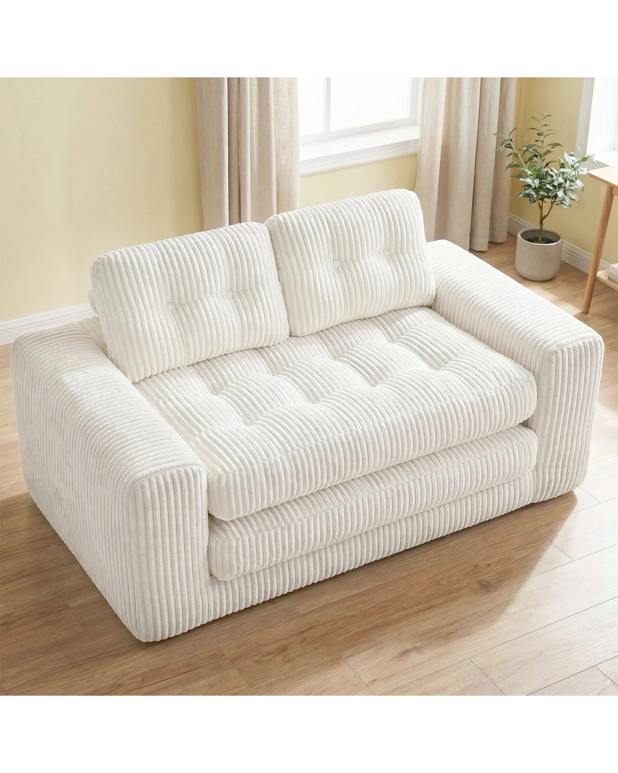 4 Advwin Folding Sofa Bed 2 in 1 Convertible Floor Loveseat Sofa, Fold Out Corduroy Sleeper Couch with 2 Pillows, 4 of 10