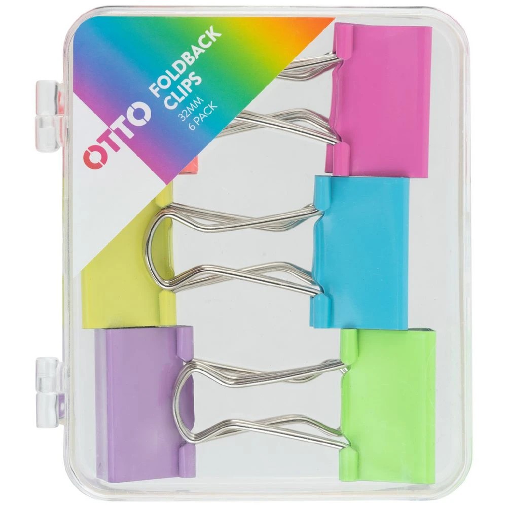 1 Otto Foldback Clips 32mm Assorted 6 Pack, 1 of 3