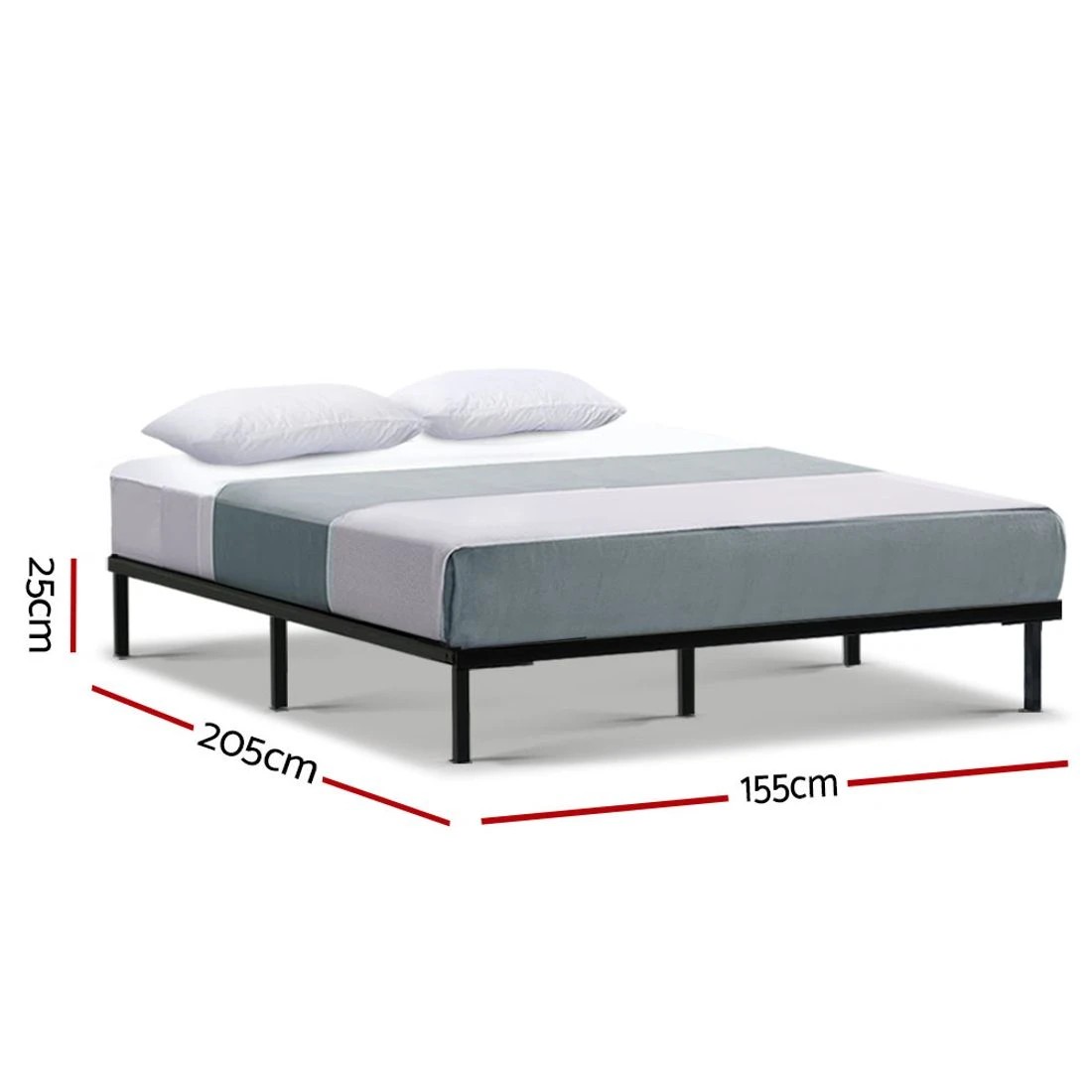 2 Artiss Bed Frame Queen Size Metal Frame TED - Black, 2 of 6