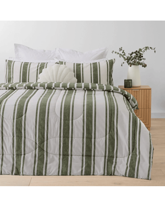 Eden Reversible Comforter Set - Double Bed, Green