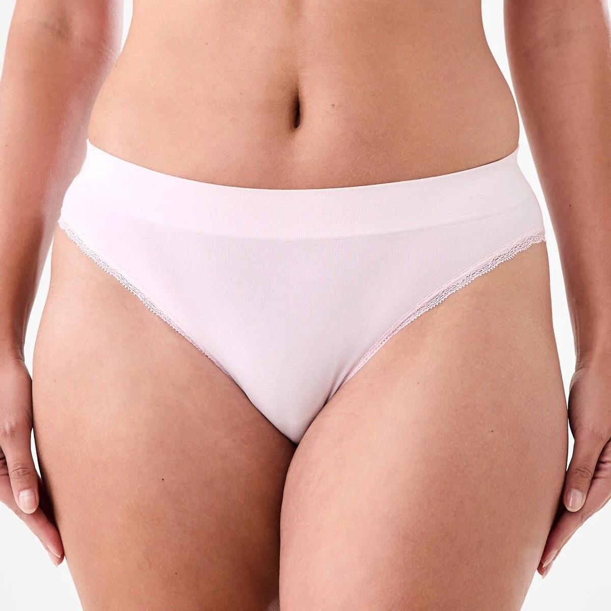 4 3 Pack Seamfree Bamboo Lace Bikini Briefs PINK CHALK, WHISPER WHITE, LIGHT FAWN, 4 of 9